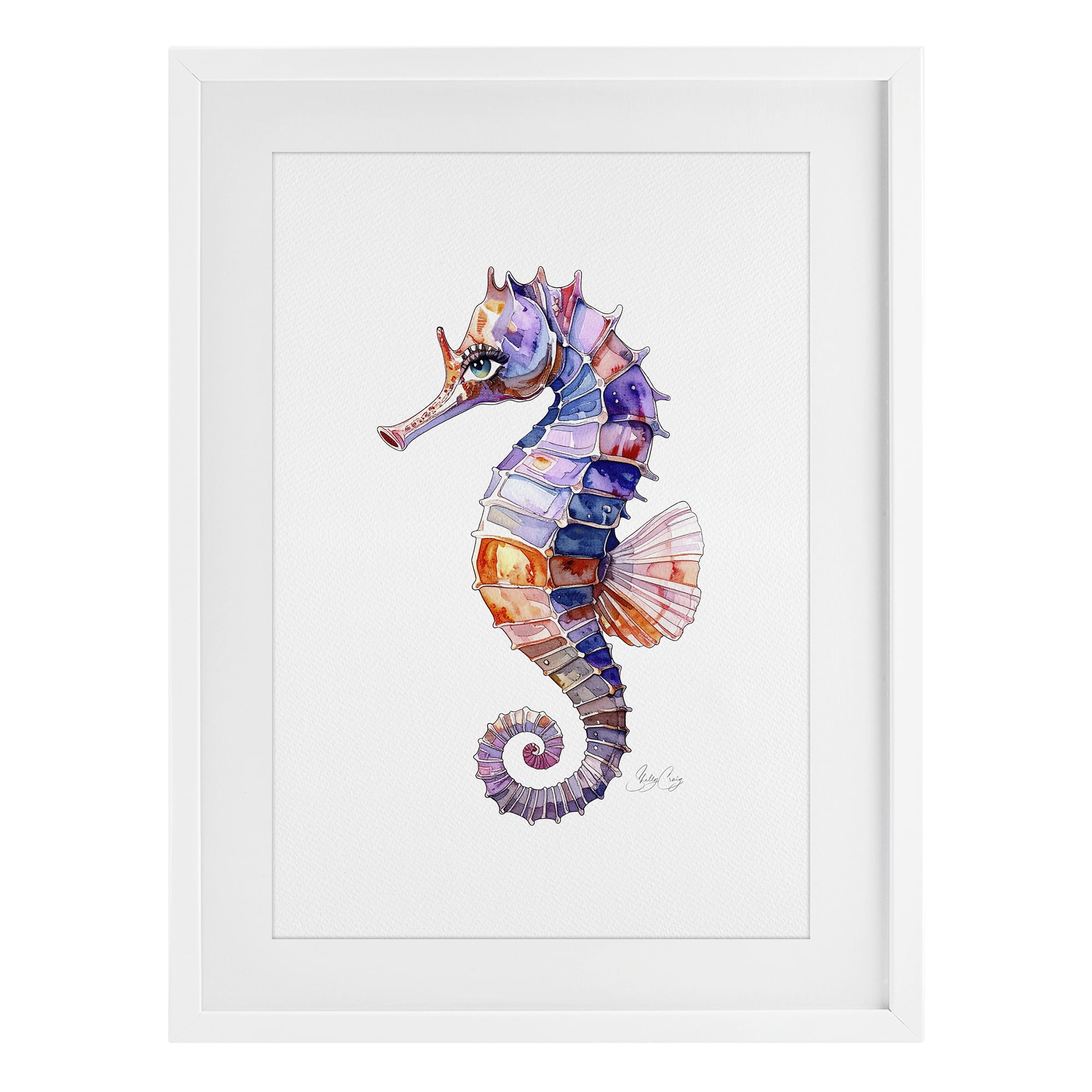 Stupell Industries Sea Whisper Seahorse White Framed Print Under Glass, design by Shelly Craig