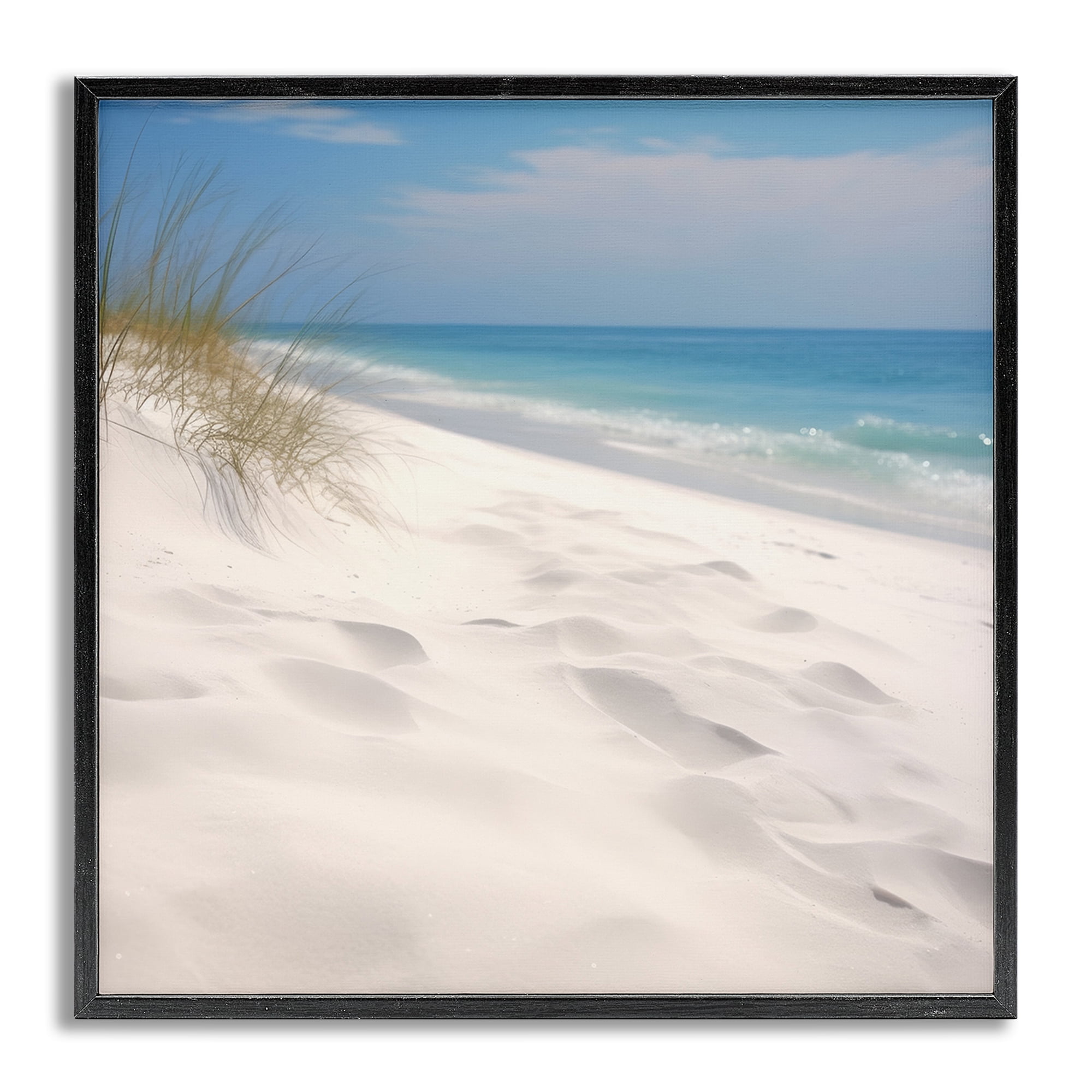 Stupell Industries Seabreeze Sandy Footprints Landscape Photography Gray Framed Art Print Wall Art, 12 x 12