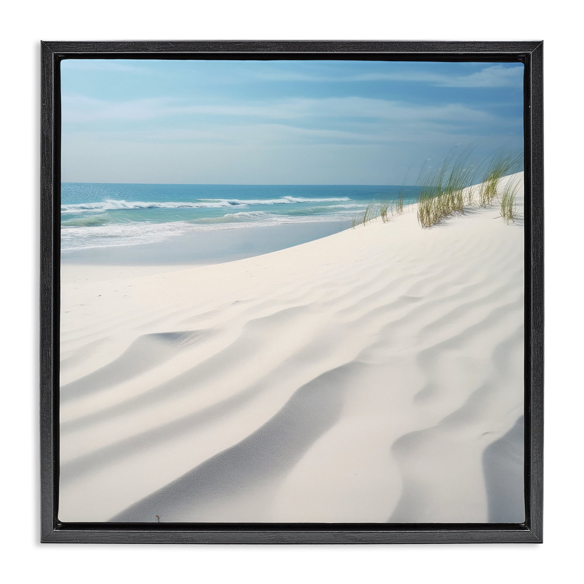 Stupell Industries Seabreeze Windy Dunes Landscape Photography Black Floater Framed Canvas Art Print Wall Art, 25 x 25