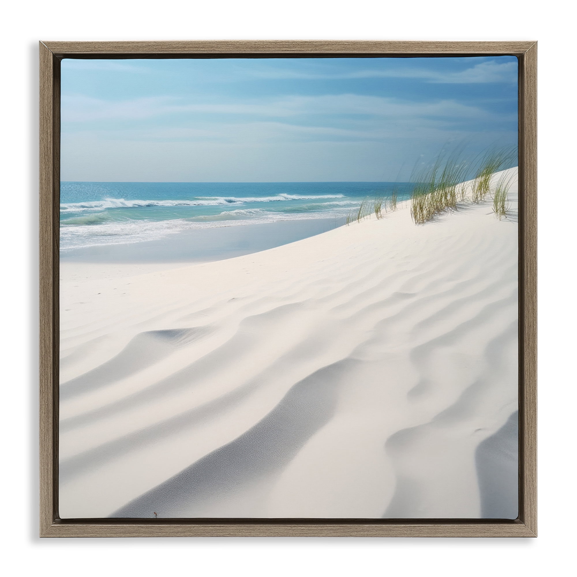 Stupell Industries Seabreeze Windy Dunes Landscape Photography Brown Floater Framed Canvas Art Print Wall Art, 25 x 25