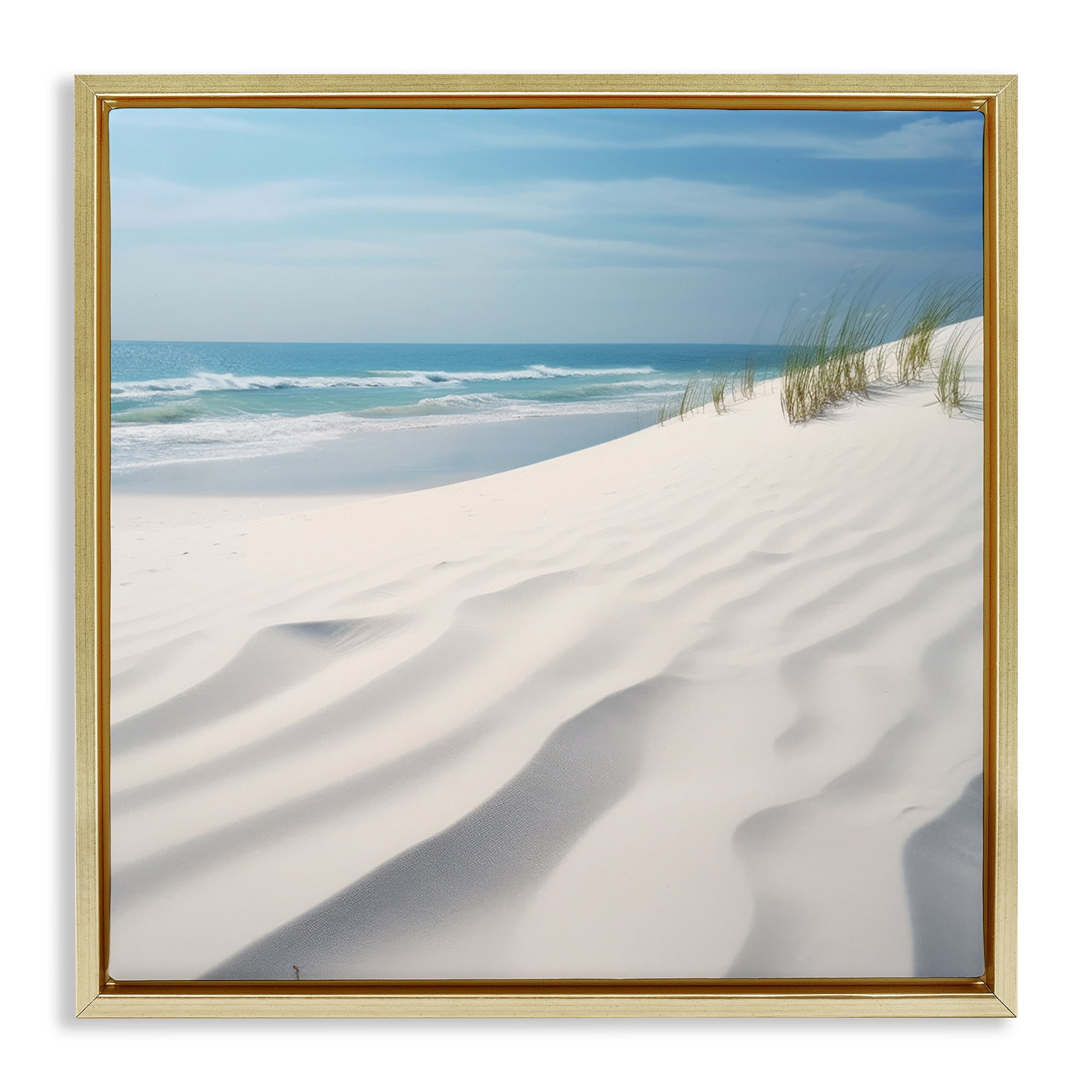 Stupell Industries Seabreeze Windy Dunes Landscape Photography Gold Floater Framed Canvas Art Print Wall Art, 25 x 25