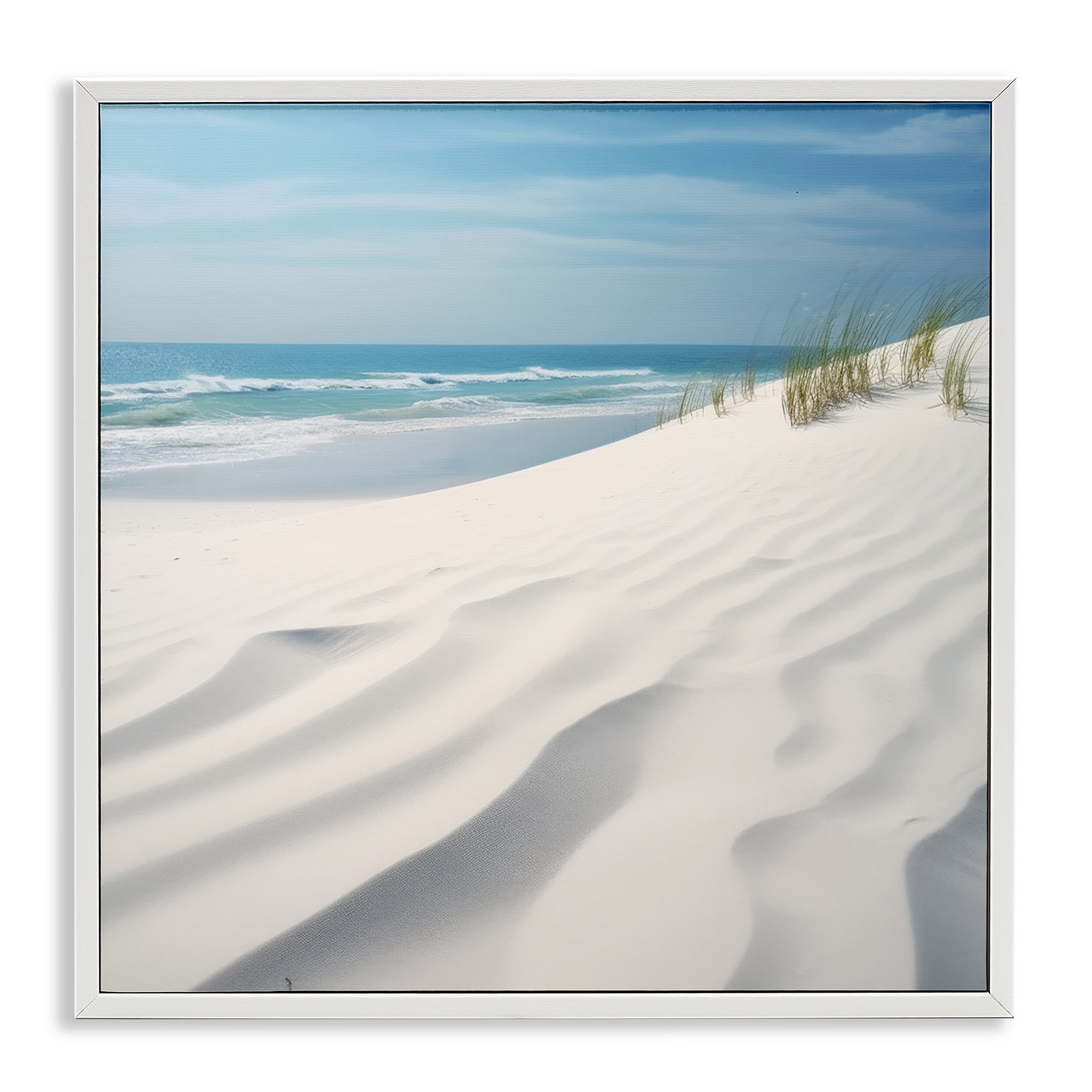 Stupell Industries Seabreeze Windy Dunes Landscape Photography White Framed Art Print Wall Art, 12 x 12
