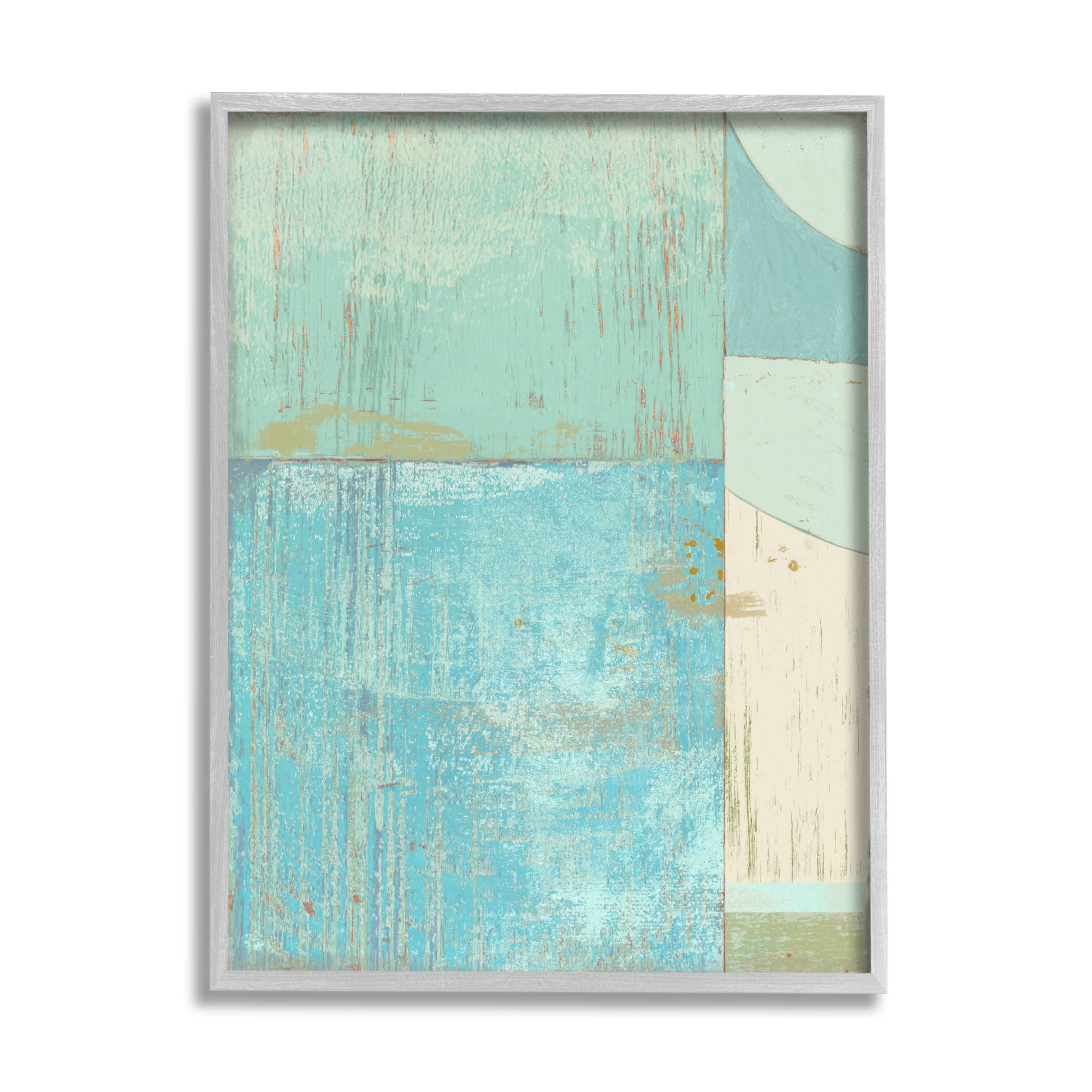 Stupell Industries Seafoam Blue Abstract Rustic Shapes Geometric Collage, 11 x 14, Designed by Suzanne Nicoll