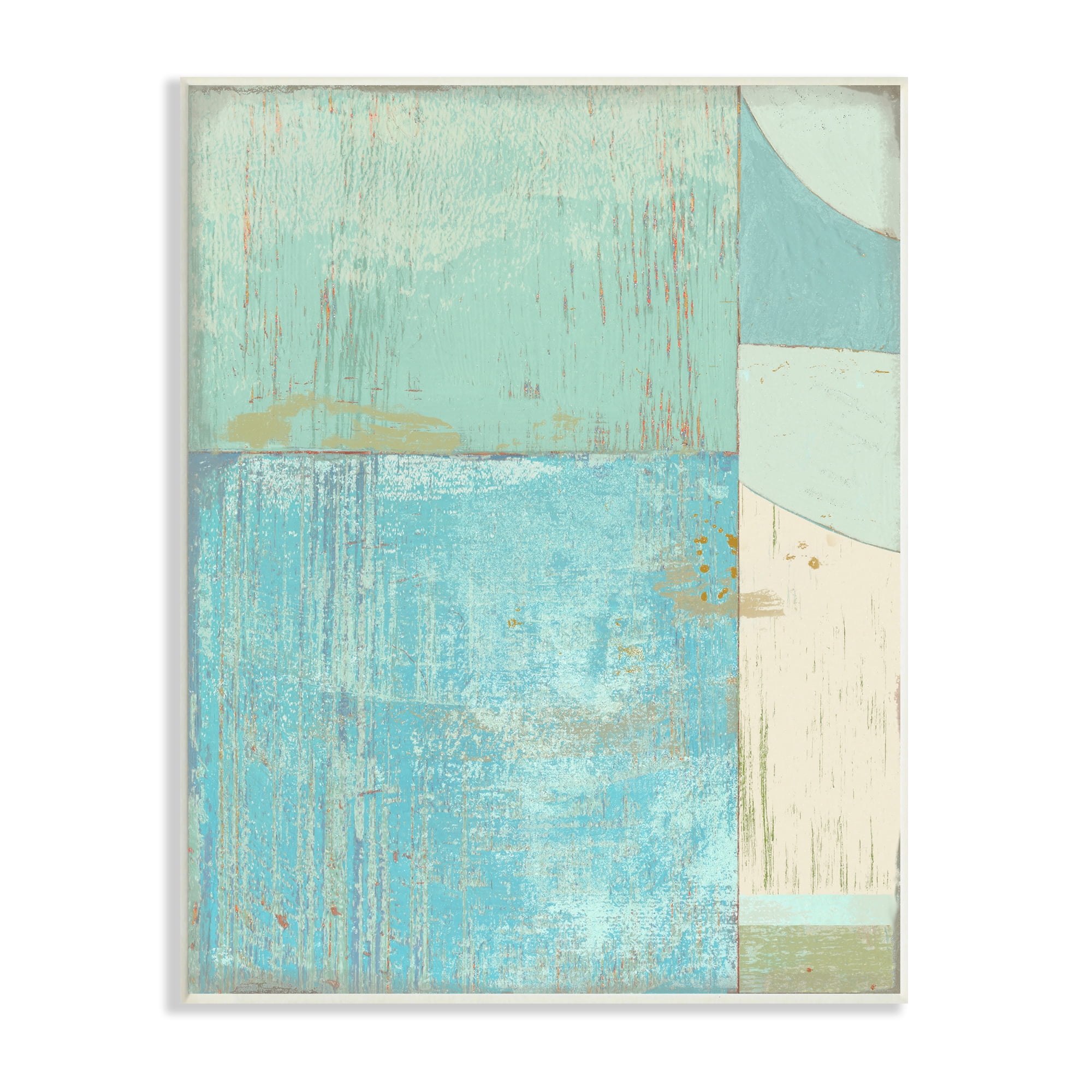 Stupell Industries Seafoam Blue Abstract Rustic Shapes Geometric Collage, 13 x 19, Designed by Suzanne Nicoll