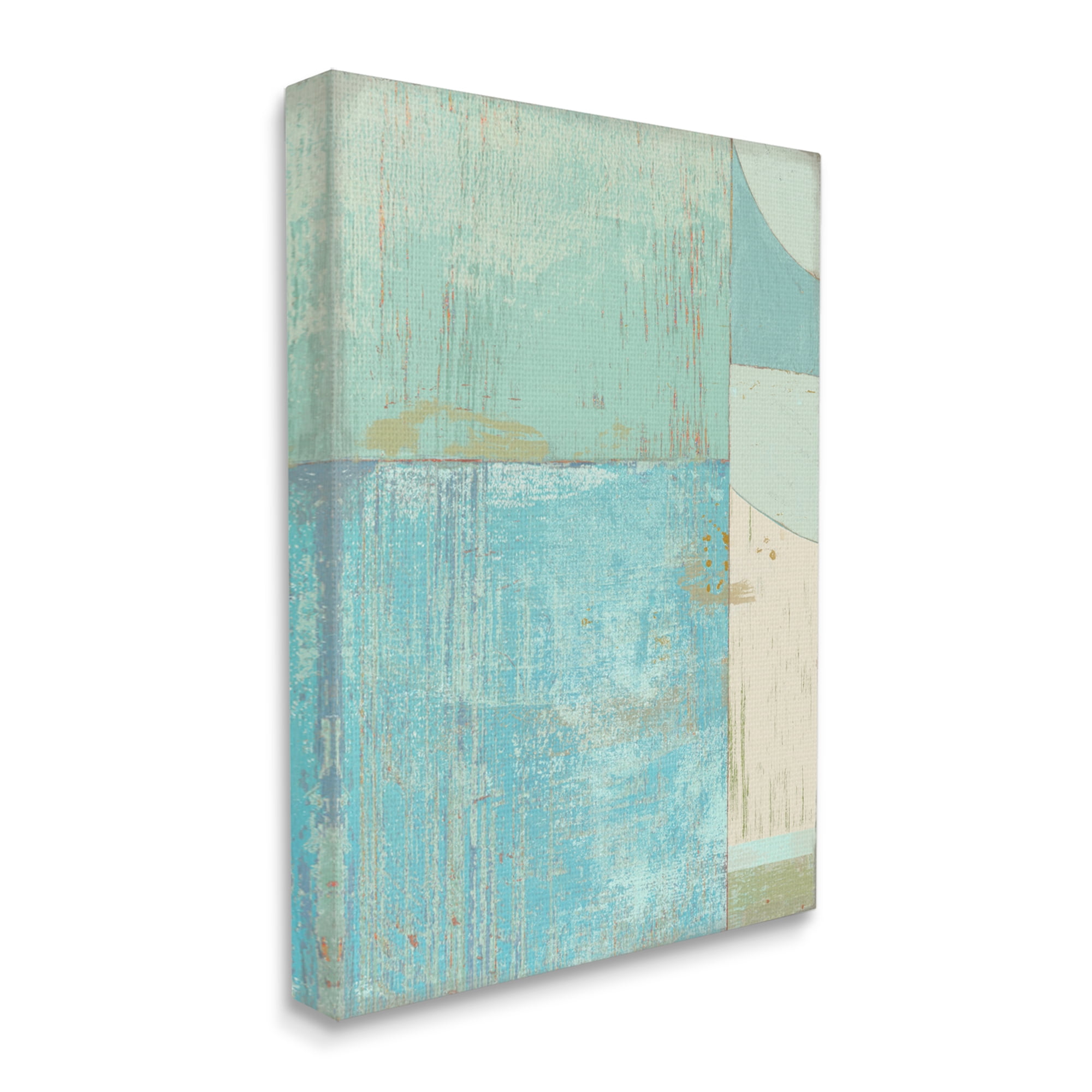 Stupell Industries Seafoam Blue Abstract Rustic Shapes Geometric Collage, 16 x 20, Designed by Suzanne Nicoll
