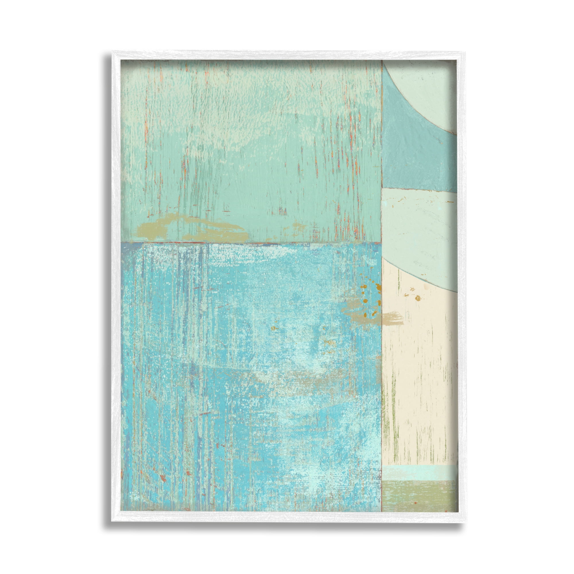 Stupell Industries Seafoam Blue Abstract Rustic Shapes Geometric Collage, 24 x 30, Designed by Suzanne Nicoll