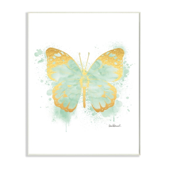 Stupell Industries Seafoam Green Butterfly Watercolor Paint Splatter Wall Plaque by Amanda Greenwood
