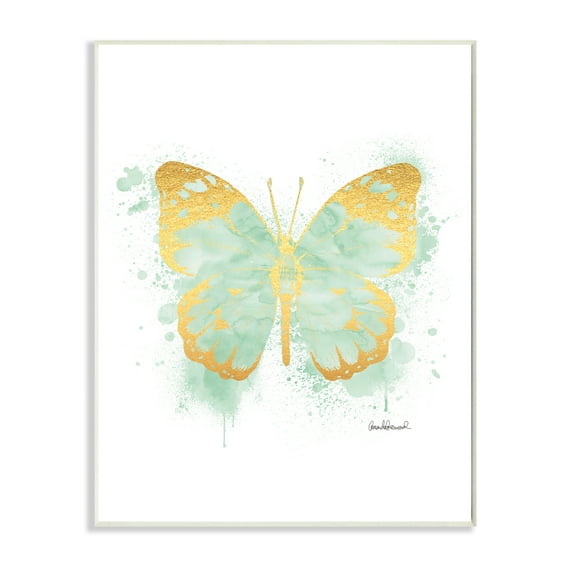 Stupell Industries Seafoam Green Butterfly Watercolor Paint Splatter Wall Plaque by Amanda Greenwood
