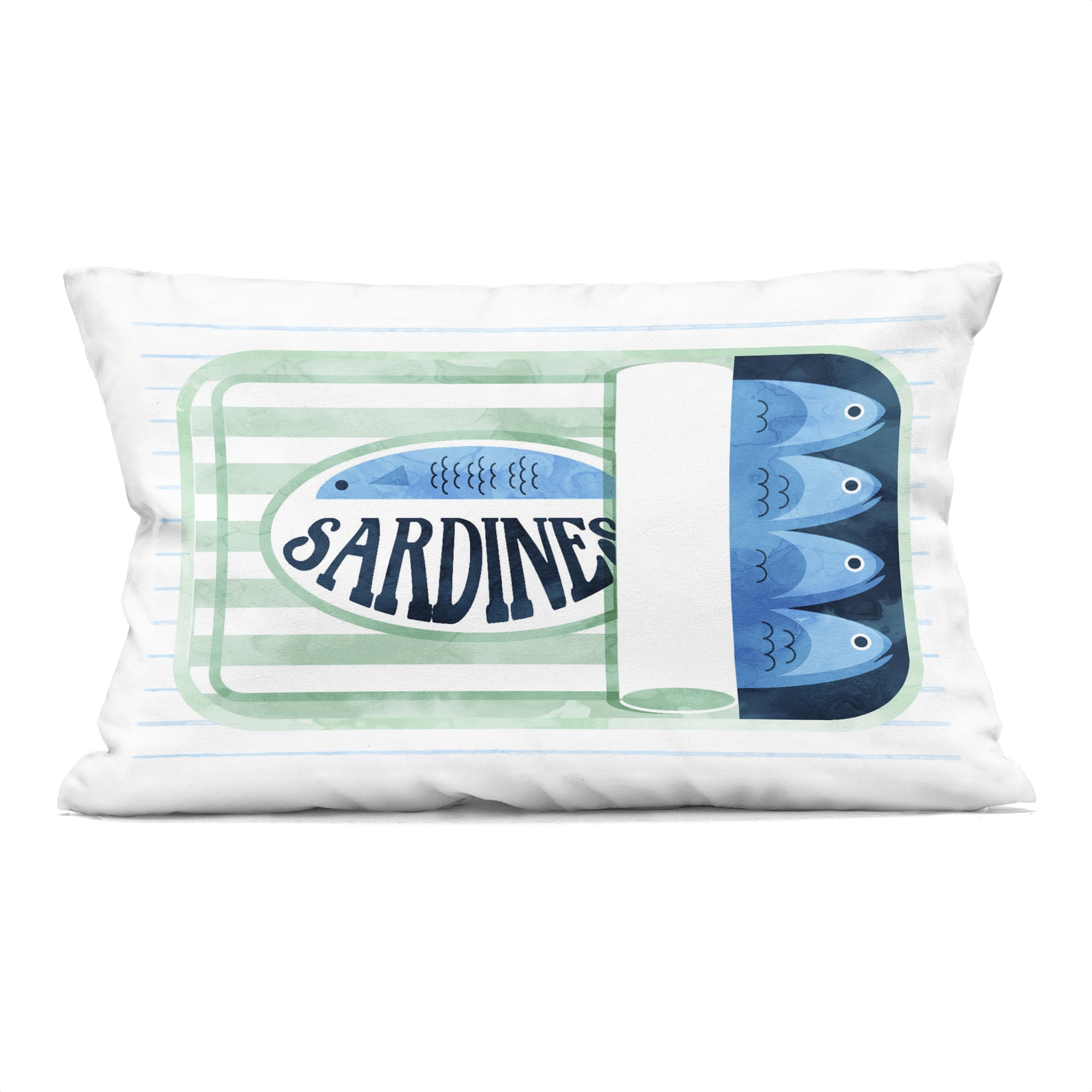 Stupell Industries Seafoam Sardine Tin over Stripes Decorative Printed Throw Pillow, design by Daphne Polselli