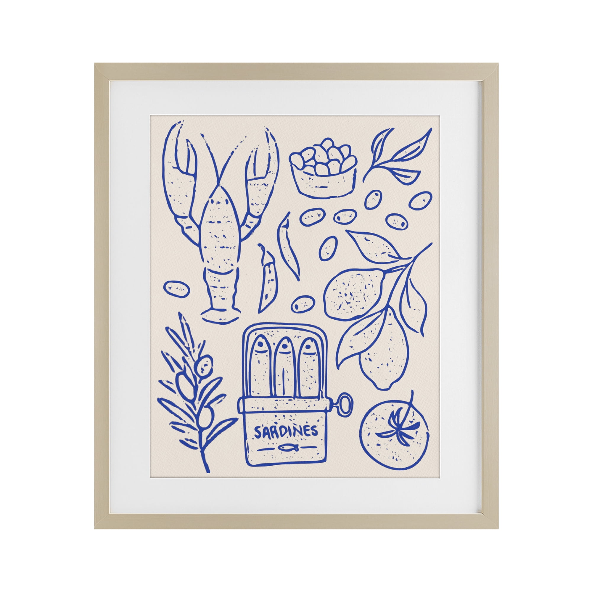Stupell Industries Seafood & Herbs Simplicity Birch Framed Print Under Glass, design by Camila Juncos