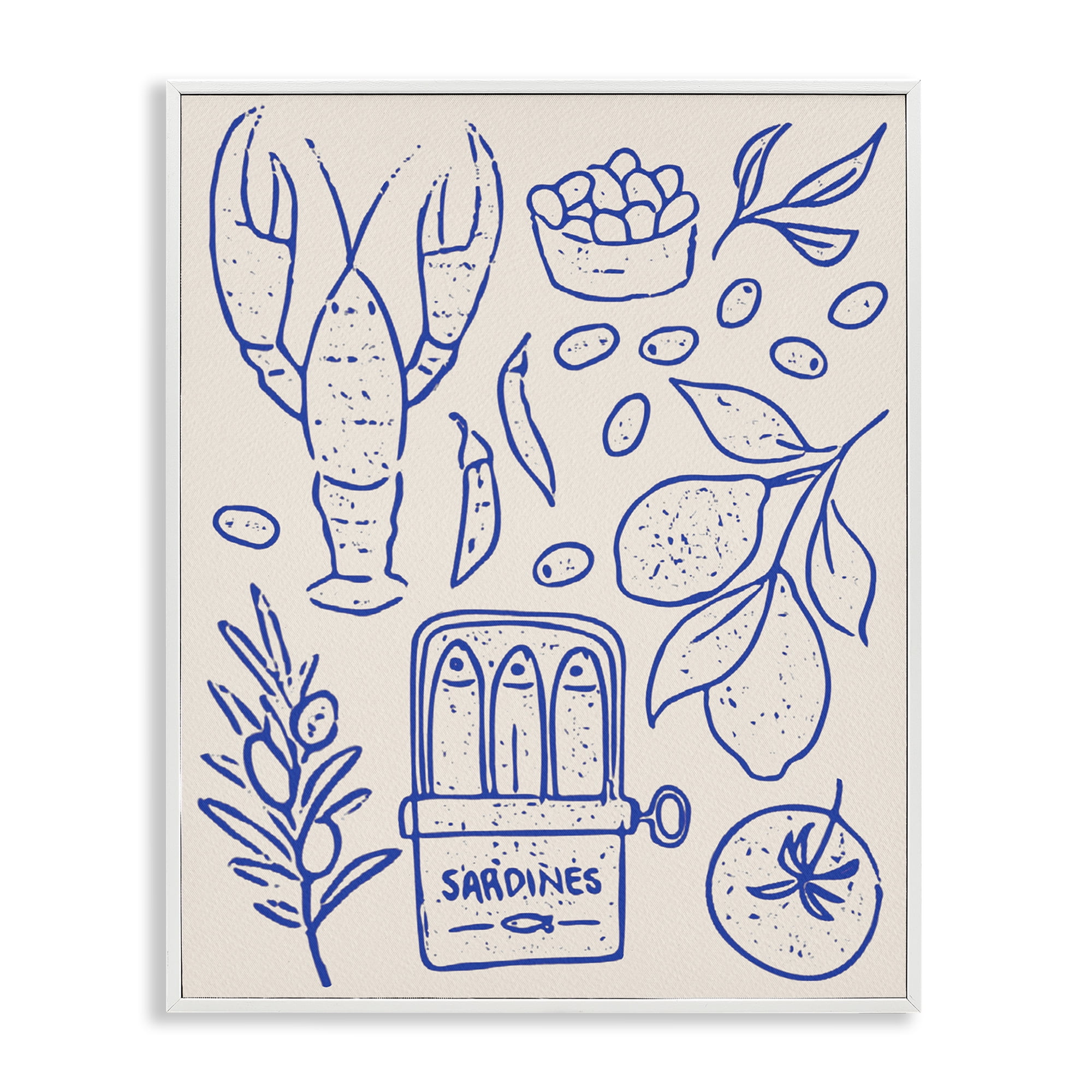 Stupell Industries Seafood & Herbs Simplicity White Framed Giclee Art, design by Camila Juncos