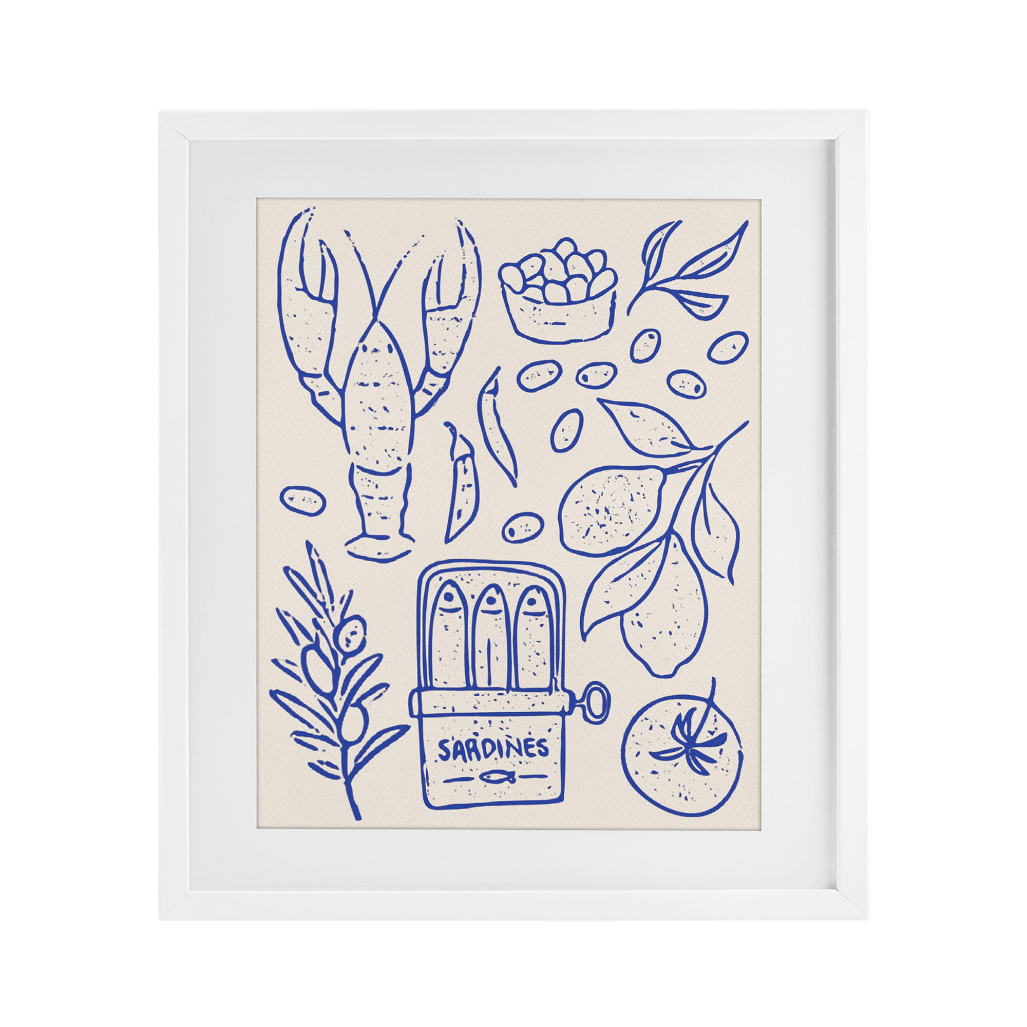 Stupell Industries Seafood & Herbs Simplicity White Framed Print Under Glass, design by Camila Juncos