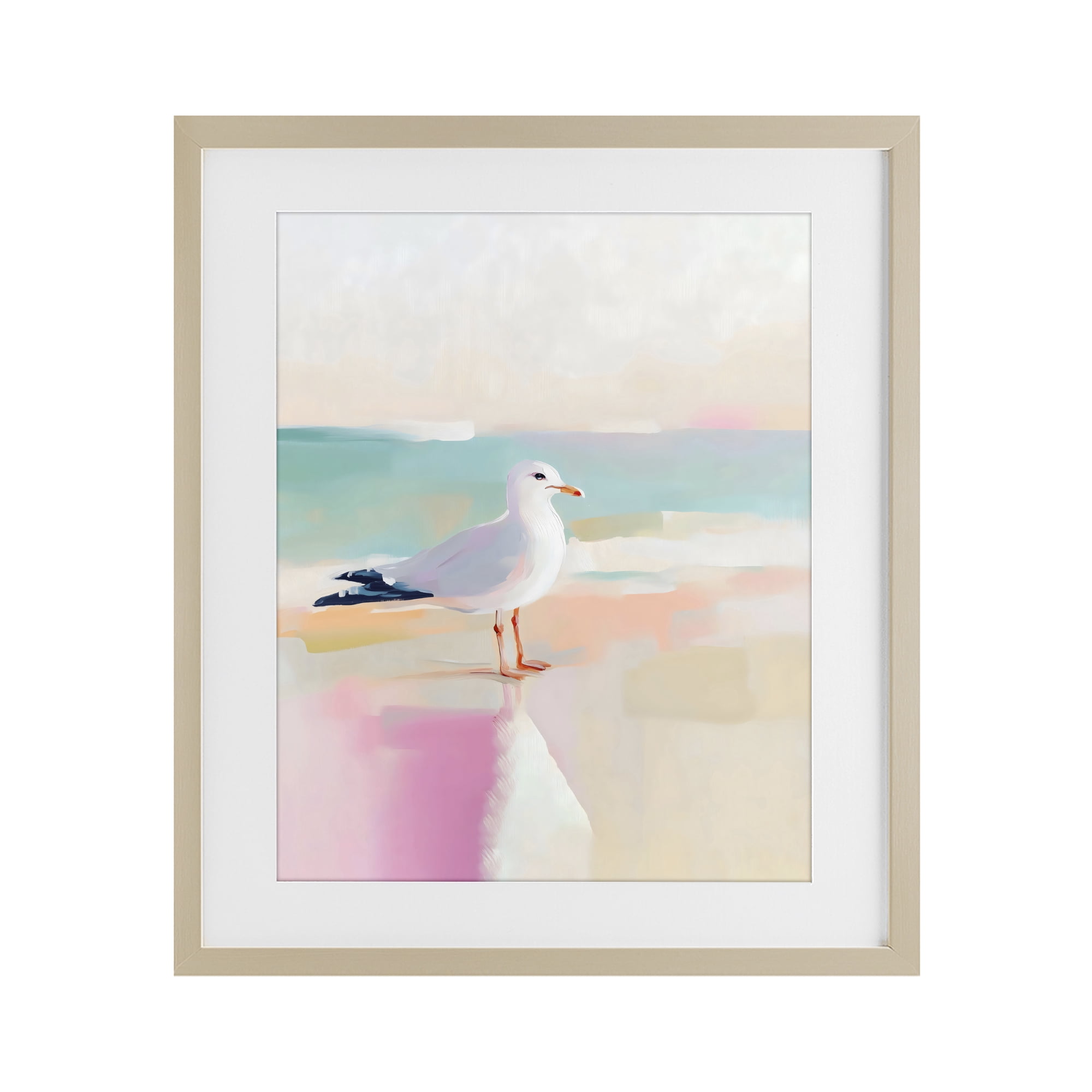 Stupell Industries Seagull Beach Tranquil Reflection Birch Framed Print Under Glass, design by The Prints Vibe
