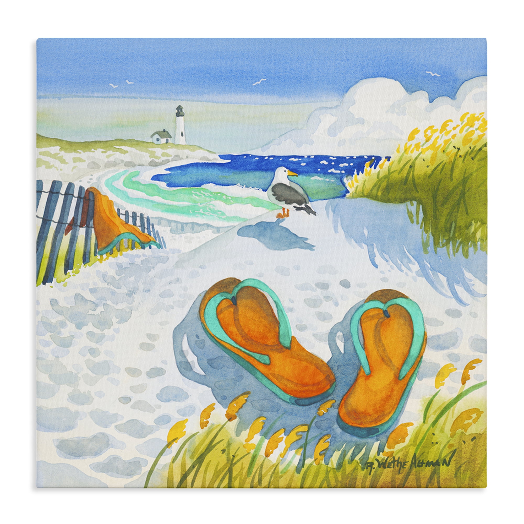 Stupell Industries Seagull & Flip Flops Canvas Wall Art, design by Robin Altman