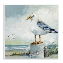 Stupell Industries Seagull Marine Beach Scene Animals Painting Unframed Art Print Wall Art, 12 x 12