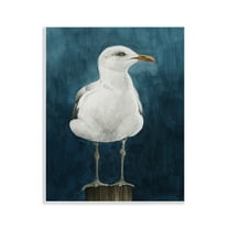 Stupell Industries Seagull Perched over Blue Animals Painting Unframed Art Print Wall Art, 11 x 14
