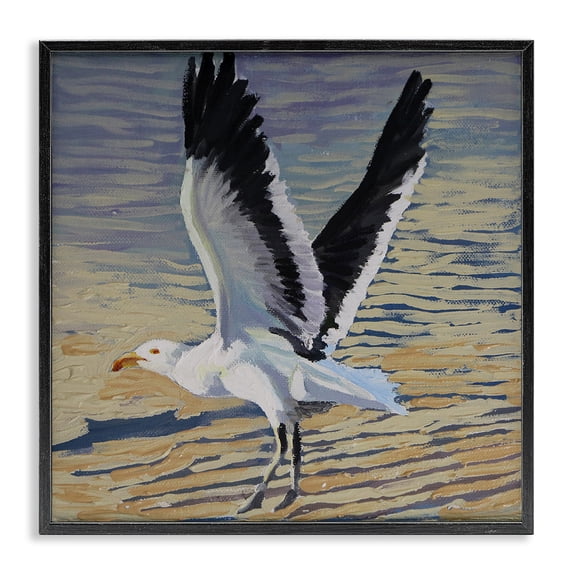 Stupell Industries Coastal Seagull Taking Flight Black Framed Giclee Art, 12 x 12, by Violeta Vollmer