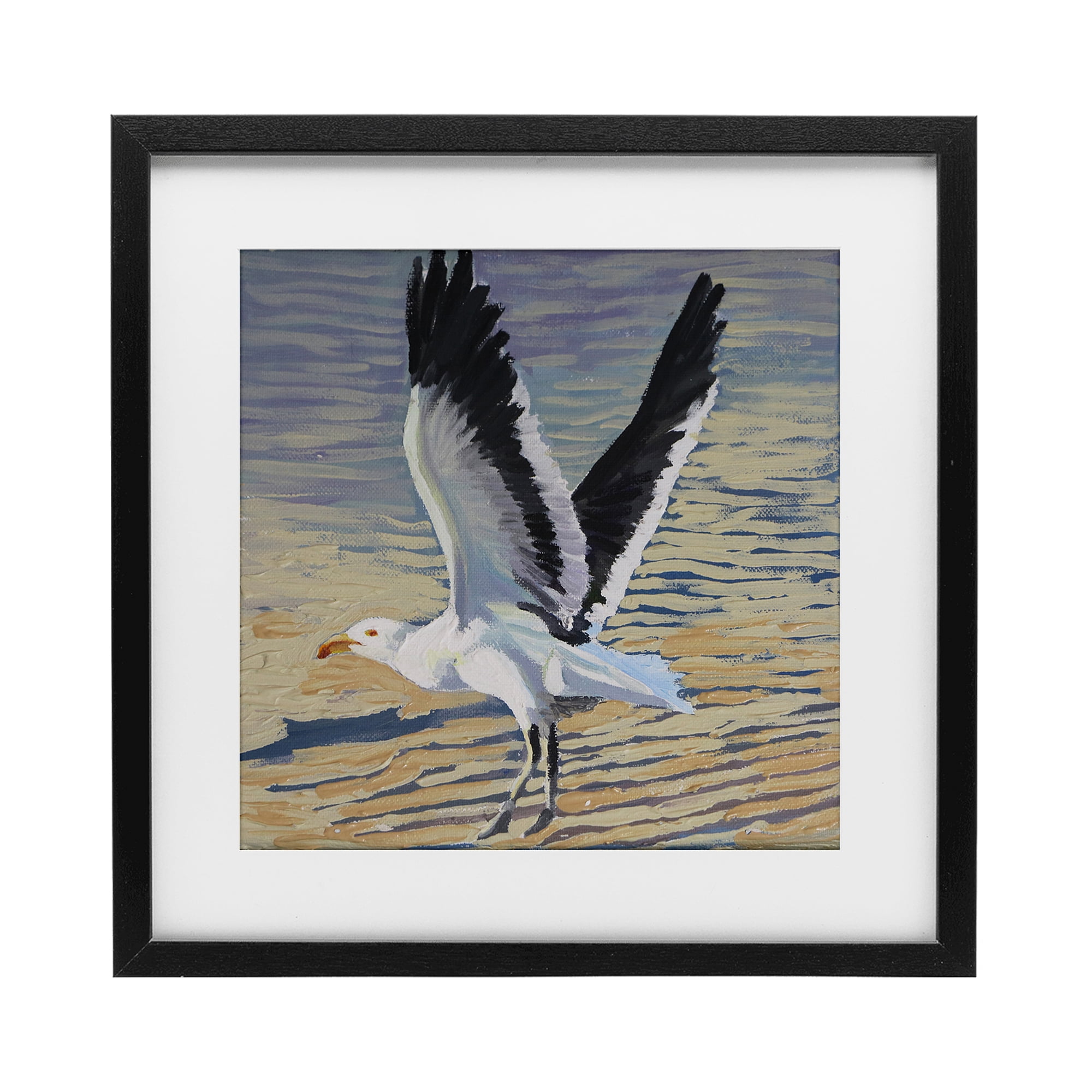 Stupell Industries Seagull Taking Flight Black Framed Print Under Glass, design by Violeta Vollmer