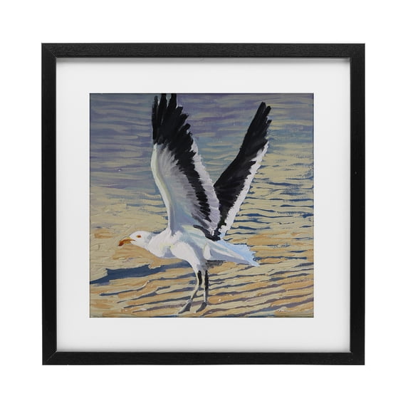 Stupell Industries Coastal Seagull Taking Flight Black Framed Print Under Glass, 13 x 13, by Violeta Vollmer