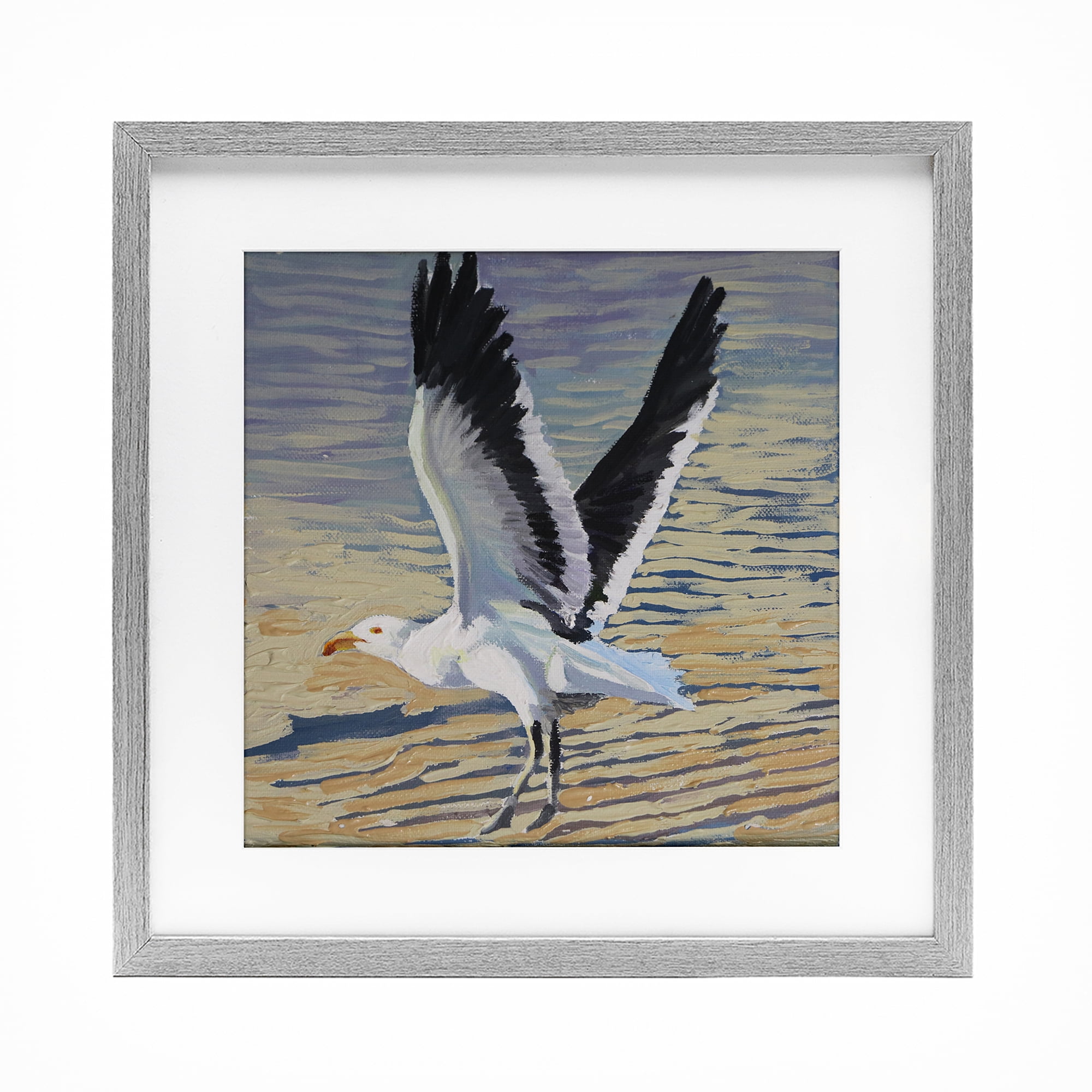 Stupell Industries Seagull Taking Flight Gray Framed Print Under Glass, design by Violeta Vollmer