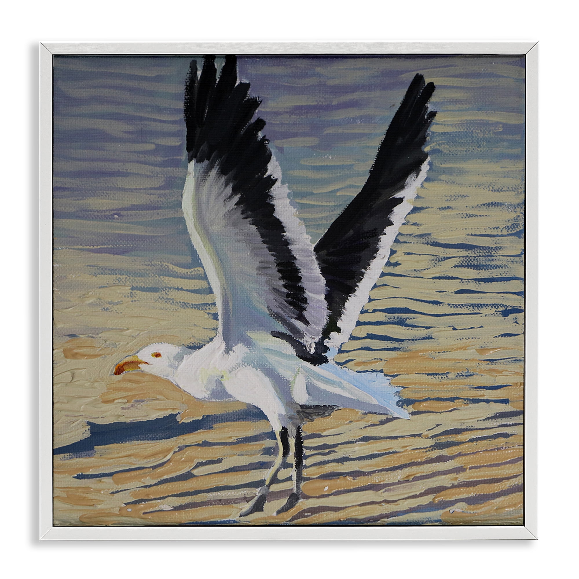 Stupell Industries Seagull Taking Flight White Framed Giclee Art, design by Violeta Vollmer