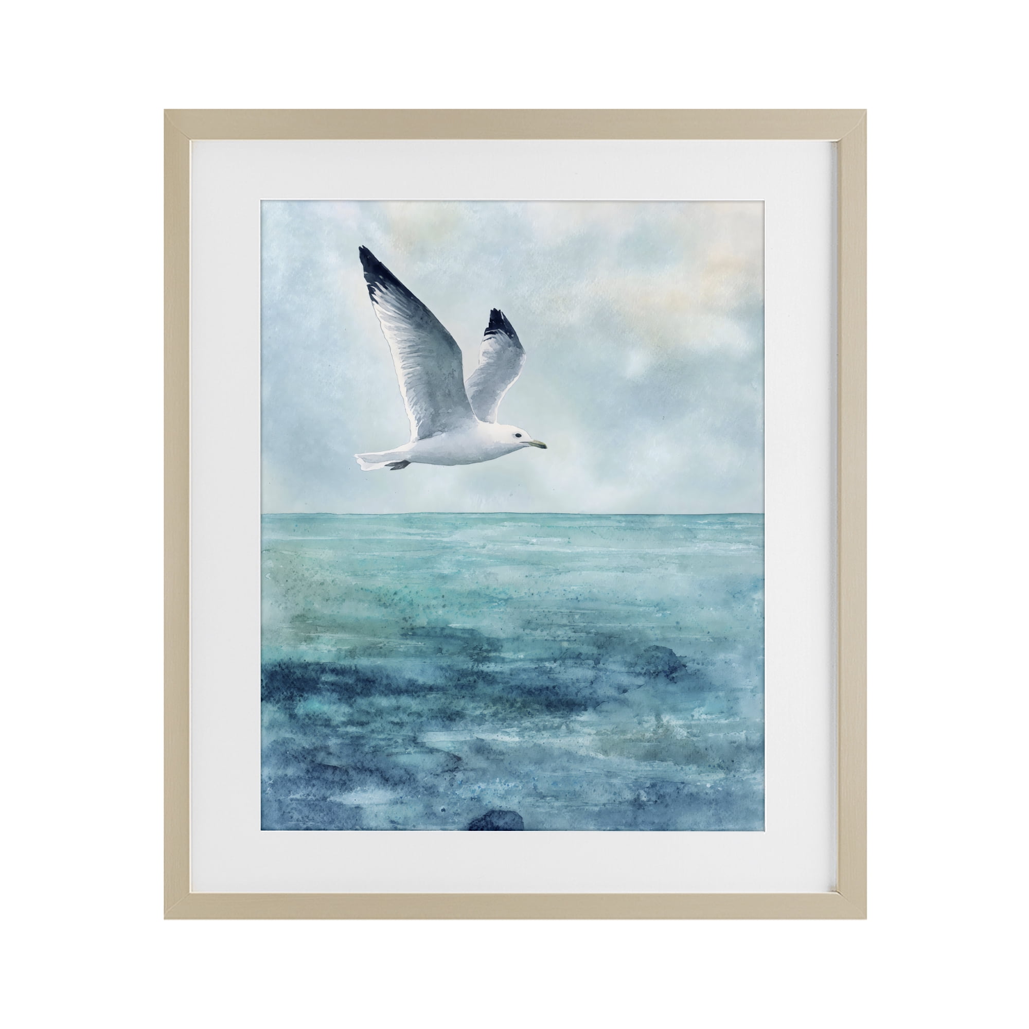 Stupell Industries Seagull With Black Tips Birch Framed Print Under Glass, design by Franklyn Gregory