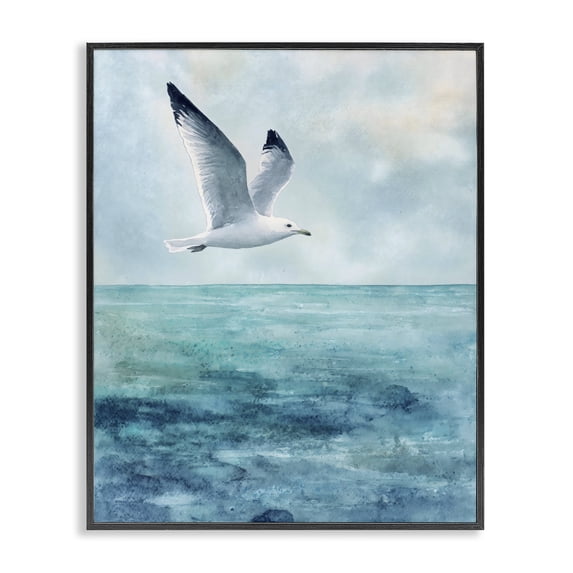 Stupell Industries Coastal Seagull With Black Tips Black Framed Giclee Art, 11 x 14, by Franklyn Gregory