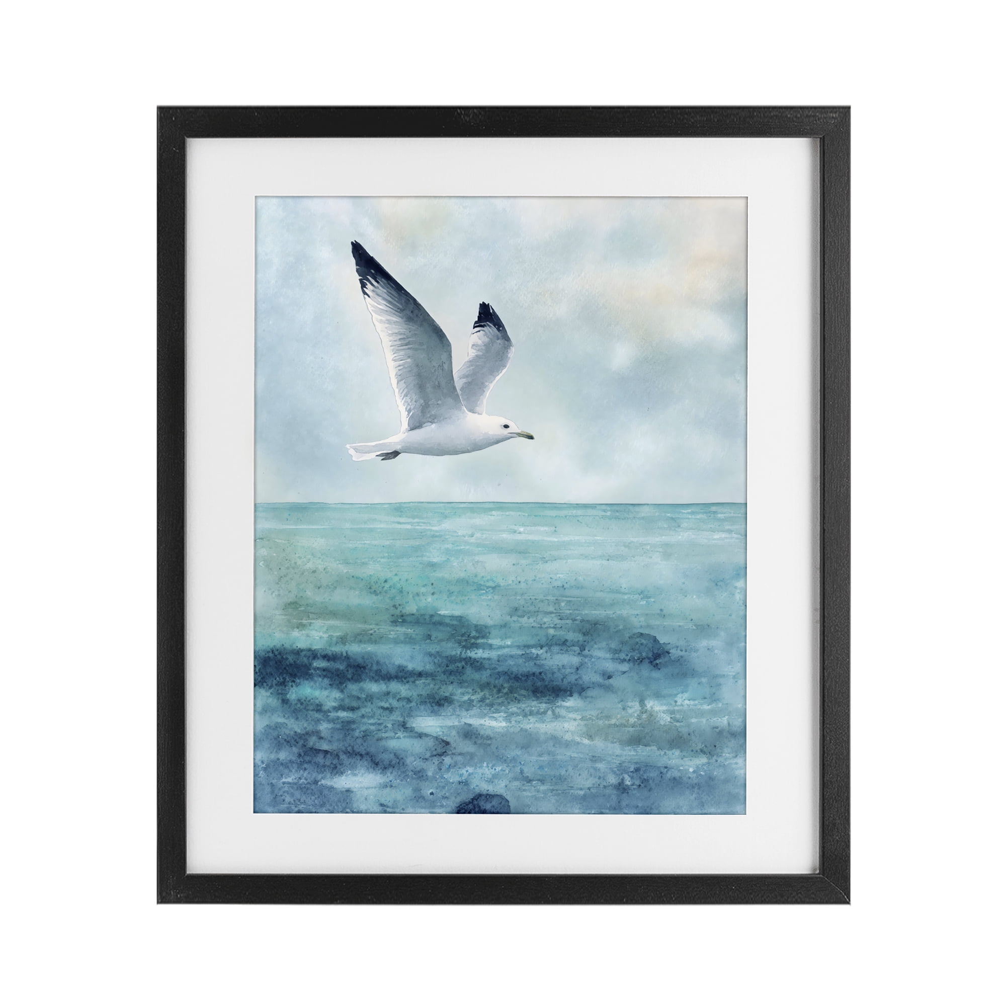 Stupell Industries Seagull With Black Tips Black Framed Print Under Glass, design by Franklyn Gregory
