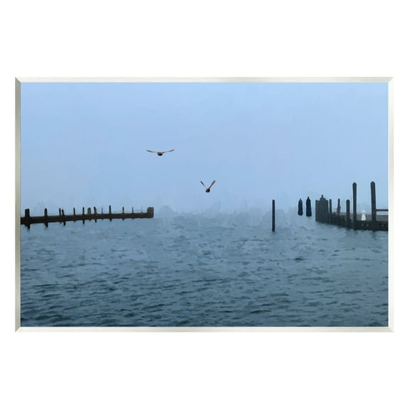 Stupell Industries Seagulls Over Ocean Dock Waters Coastal Photography Unframed Art Print Wall Art