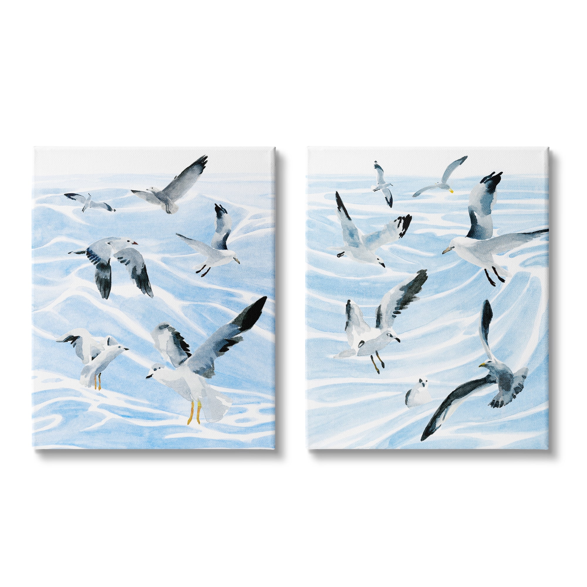 Stupell Industries Seagulls at Flight Fluid Ocean Blue Waves Canvas Wall Art, 16 x 20