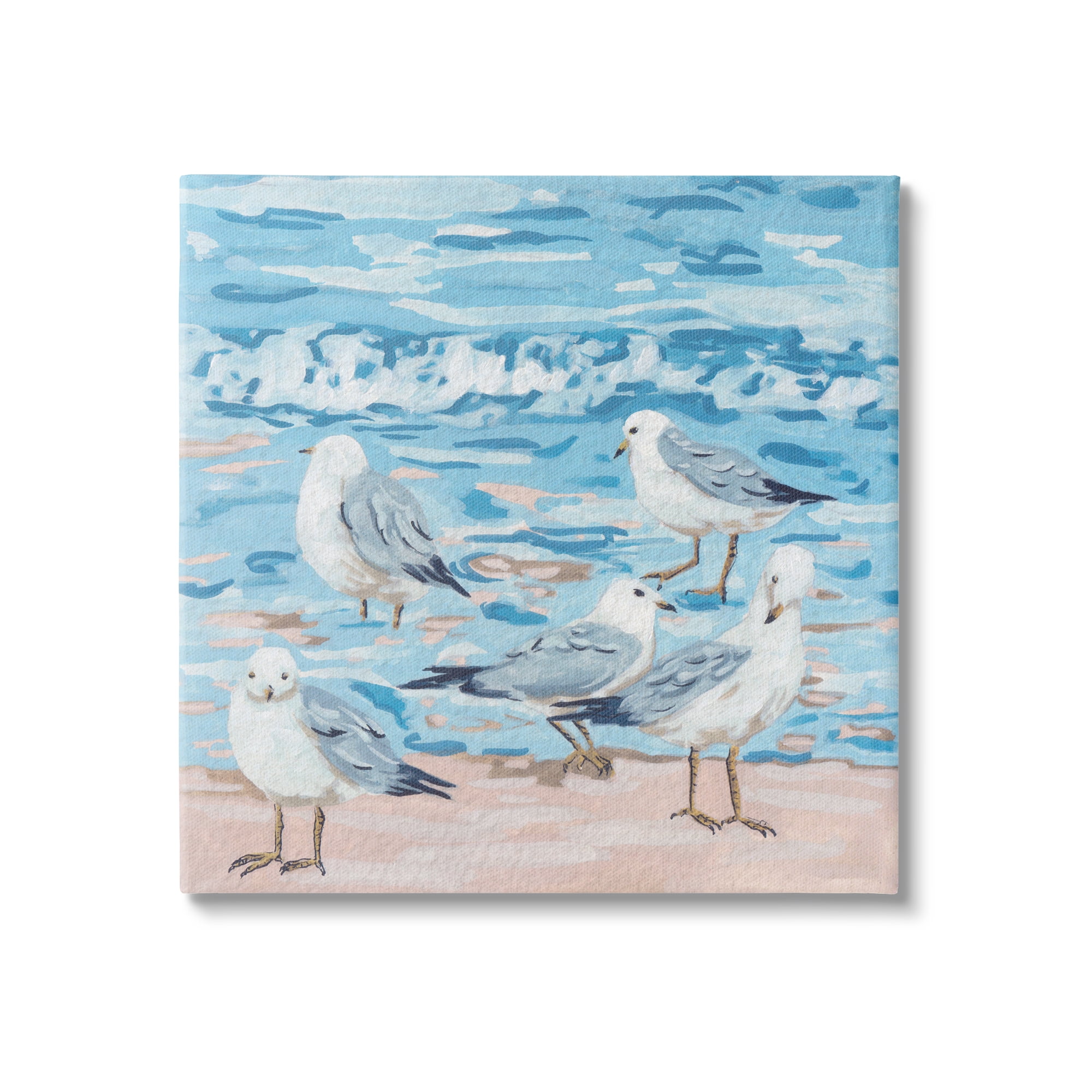 Stupell Industries Seagulls on Beach Shore Animals & Insects Painting Gallery Wrapped Canvas Print Wall Art, 30 x 30