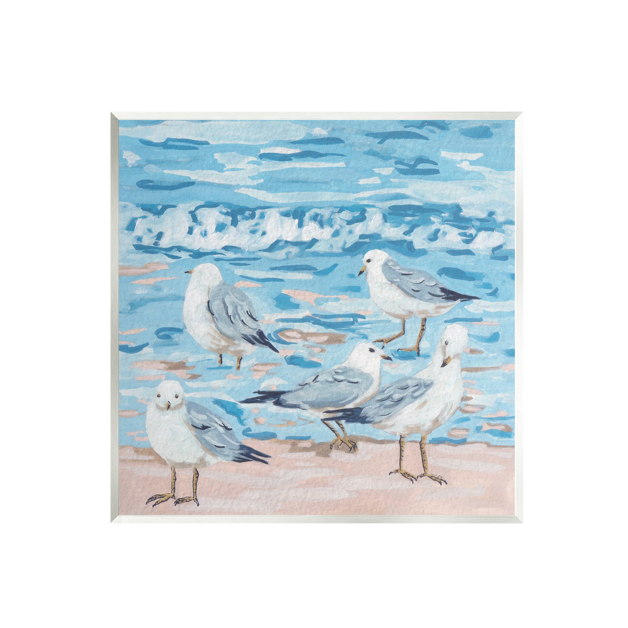 Stupell Industries Seagulls on Beach Shore Animals & Insects Painting Unframed Art Print Wall Art, 12 x 12