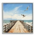 thumbnail image 1 of Stupell Industries Seagulls over Pier Landscape Painting Gray Framed Art Print Wall Art, 24 x 24, 1 of 9