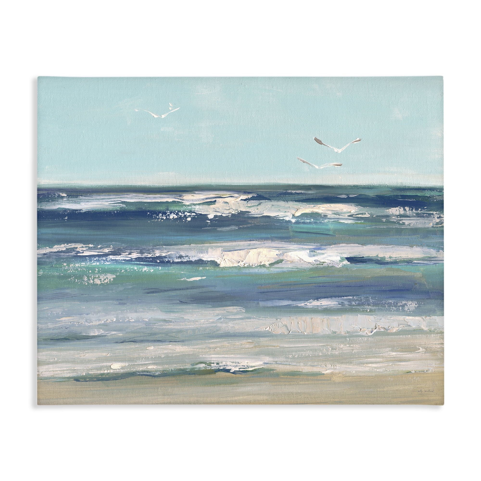 Stupell Industries Seagulls over Rolling Waves Canvas Wall Art, design by Sally Swatland