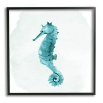 Stupell Industries Seahorse Nautical Wildlife Animal Graphic Art Black Framed Art Print Wall Art, Design by Kim Allen