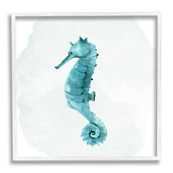 Stupell Industries Seahorse Nautical Wildlife Animal Graphic Art White Framed Art Print Wall Art, Design by Kim Allen