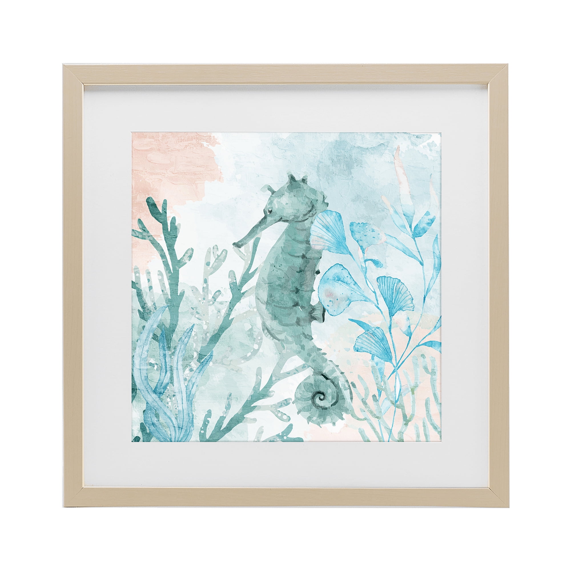 Stupell Industries Seahorse Sea Swim Birch Framed Print Under Glass, design by Kim Allen