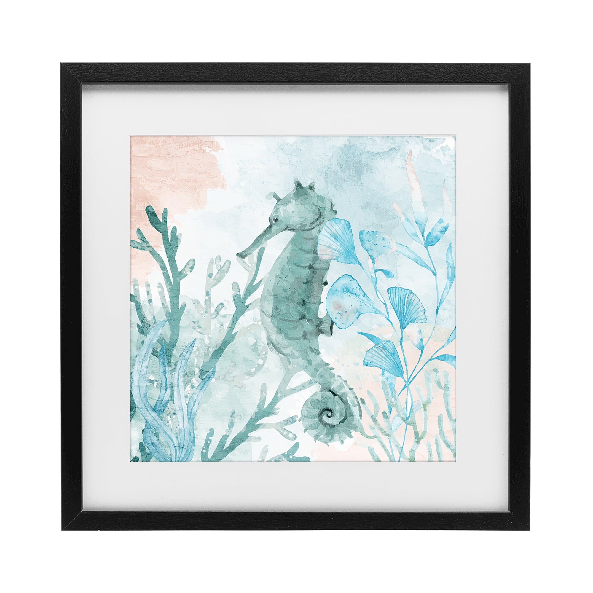Stupell Industries Seahorse Sea Swim Black Framed Print Under Glass, design by Kim Allen