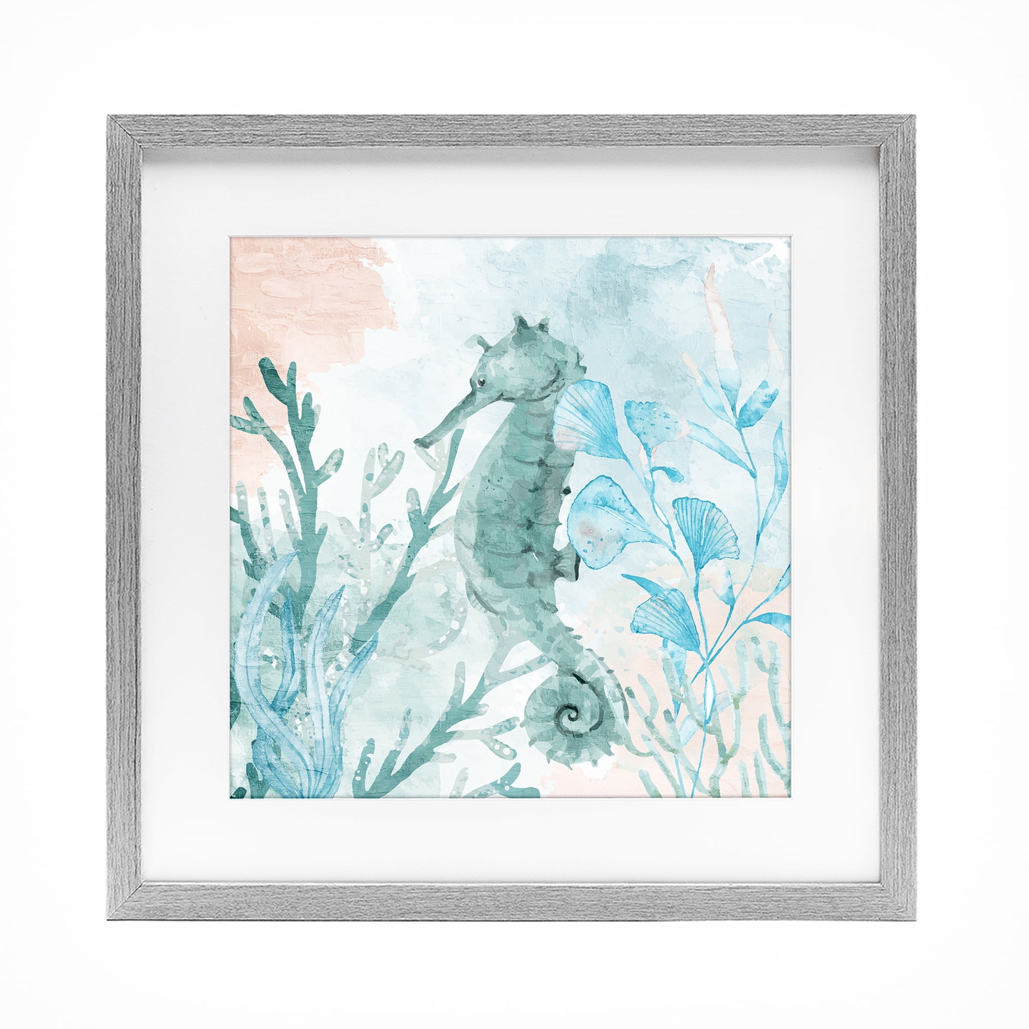 Stupell Industries Seahorse Sea Swim Gray Framed Print Under Glass, design by Kim Allen