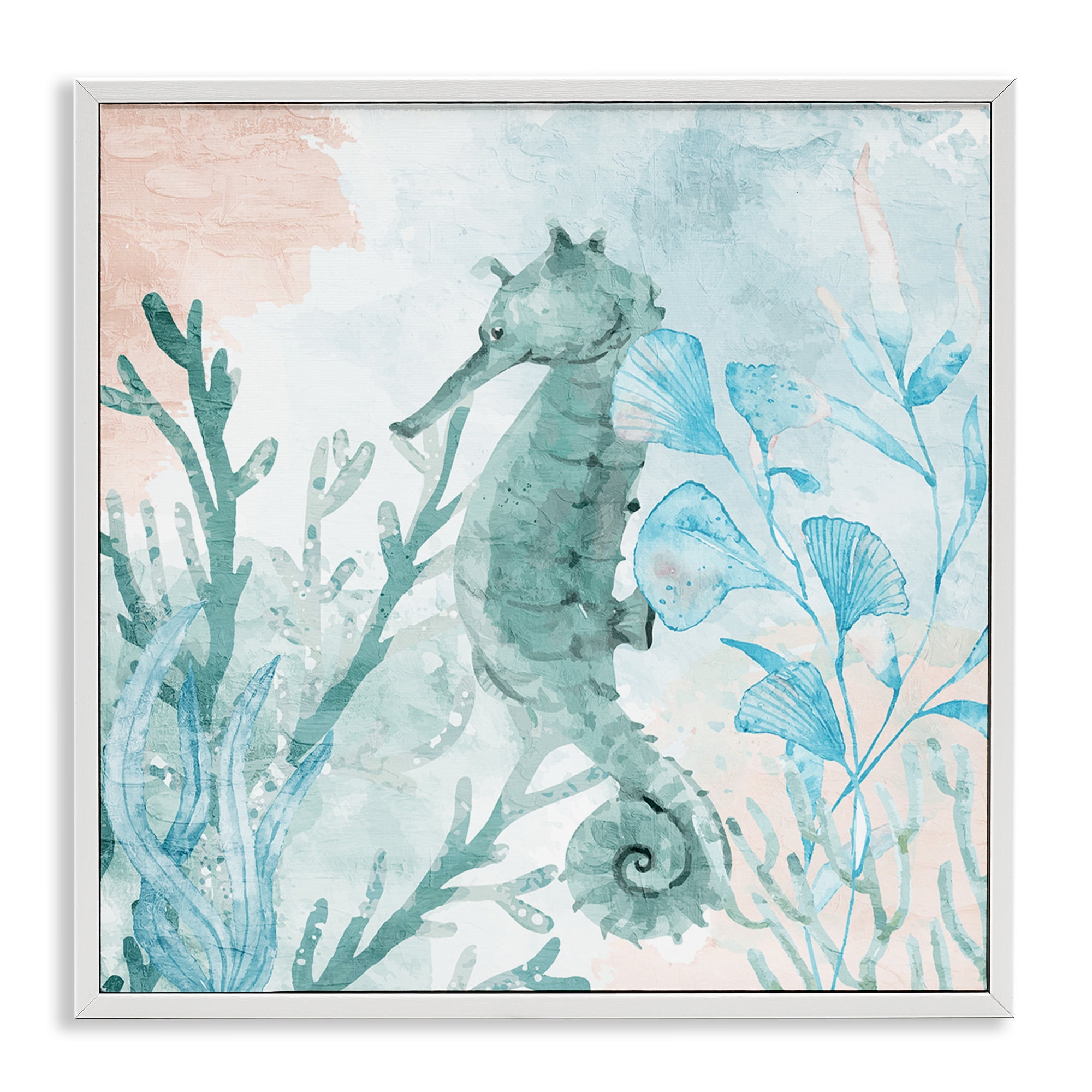 Stupell Industries Seahorse Sea Swim White Framed Giclee Art, design by Kim Allen