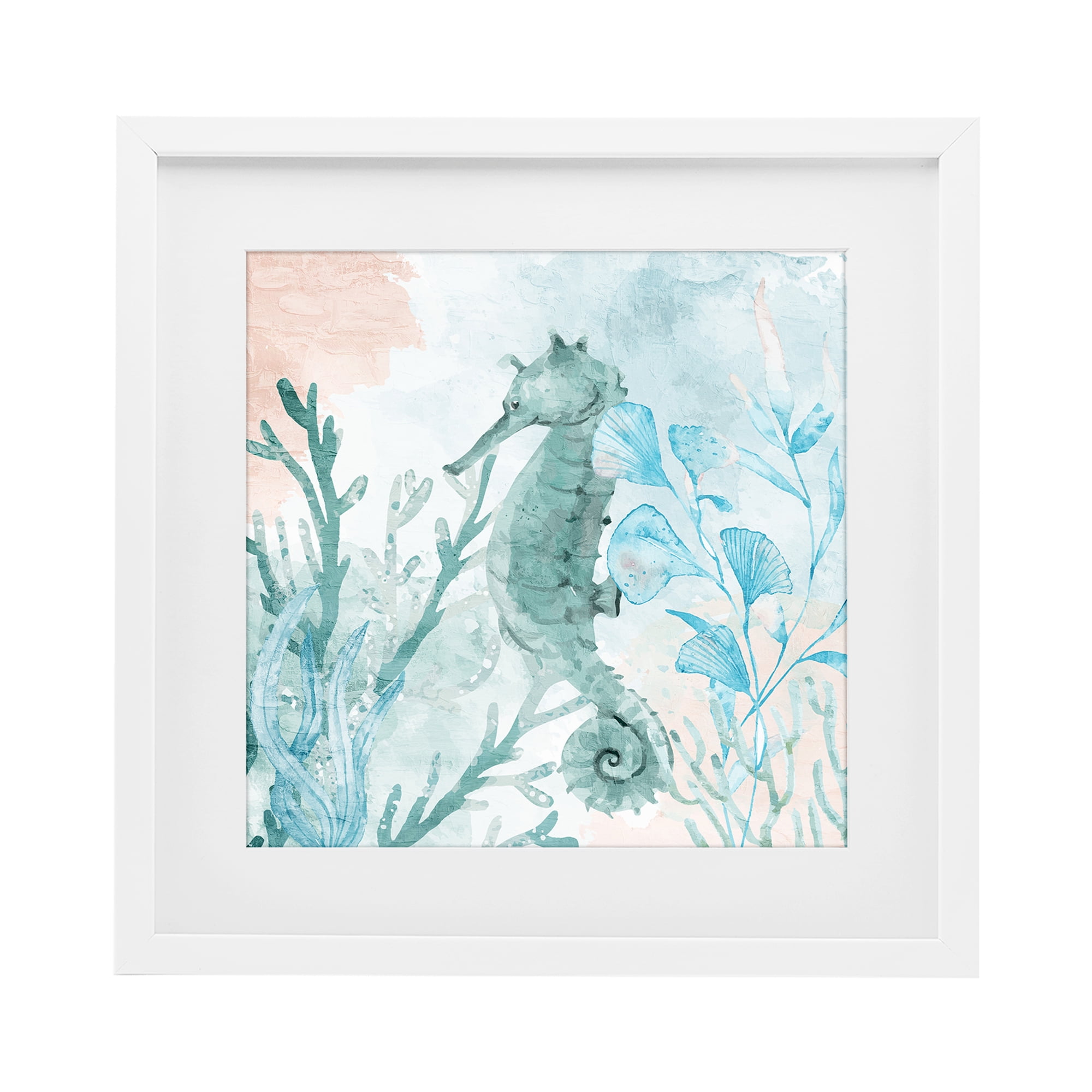 Stupell Industries Seahorse Sea Swim White Framed Print Under Glass, design by Kim Allen