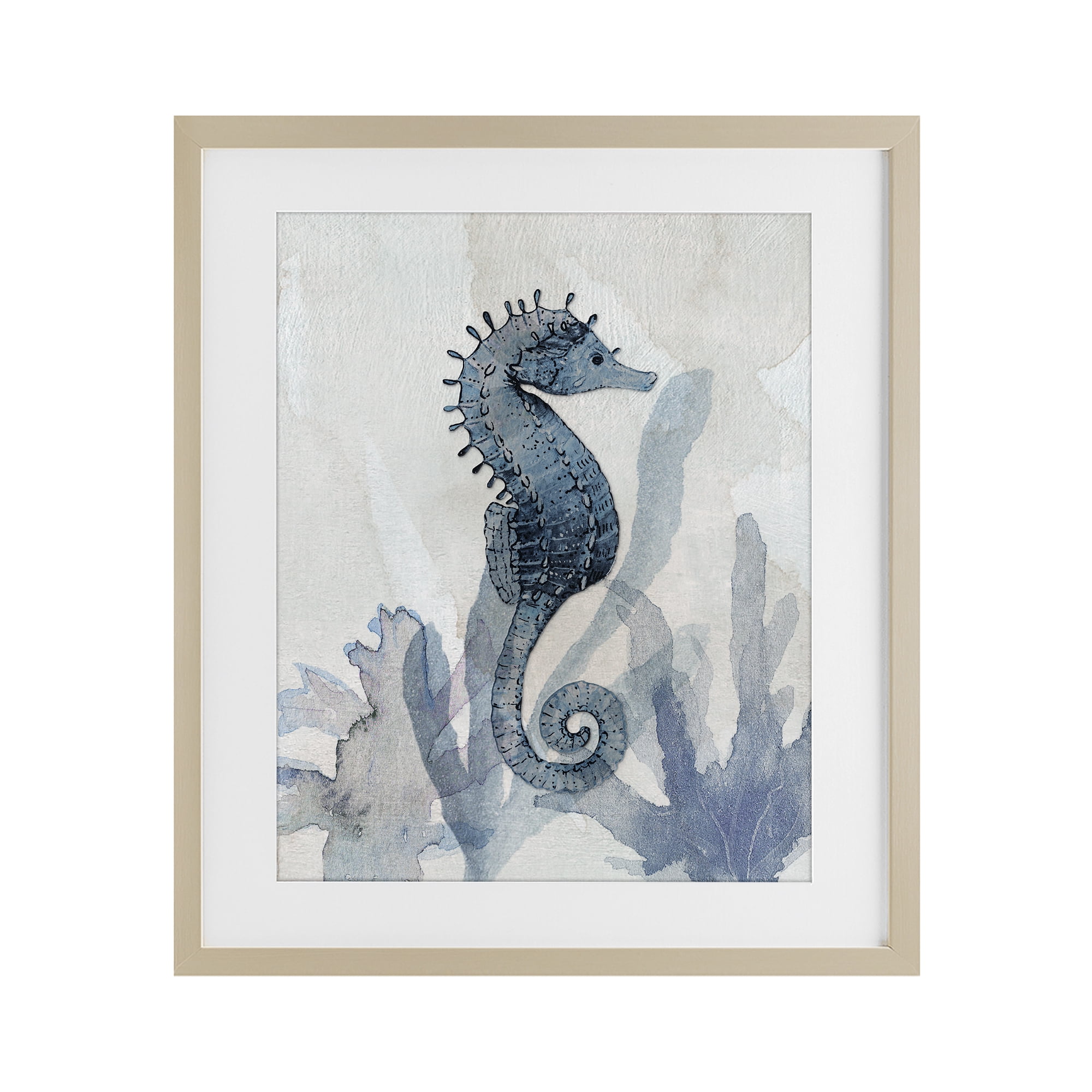 Stupell Industries Seahorse & Seaweed Impressions Birch Framed Print Under Glass, design by Susan Jill