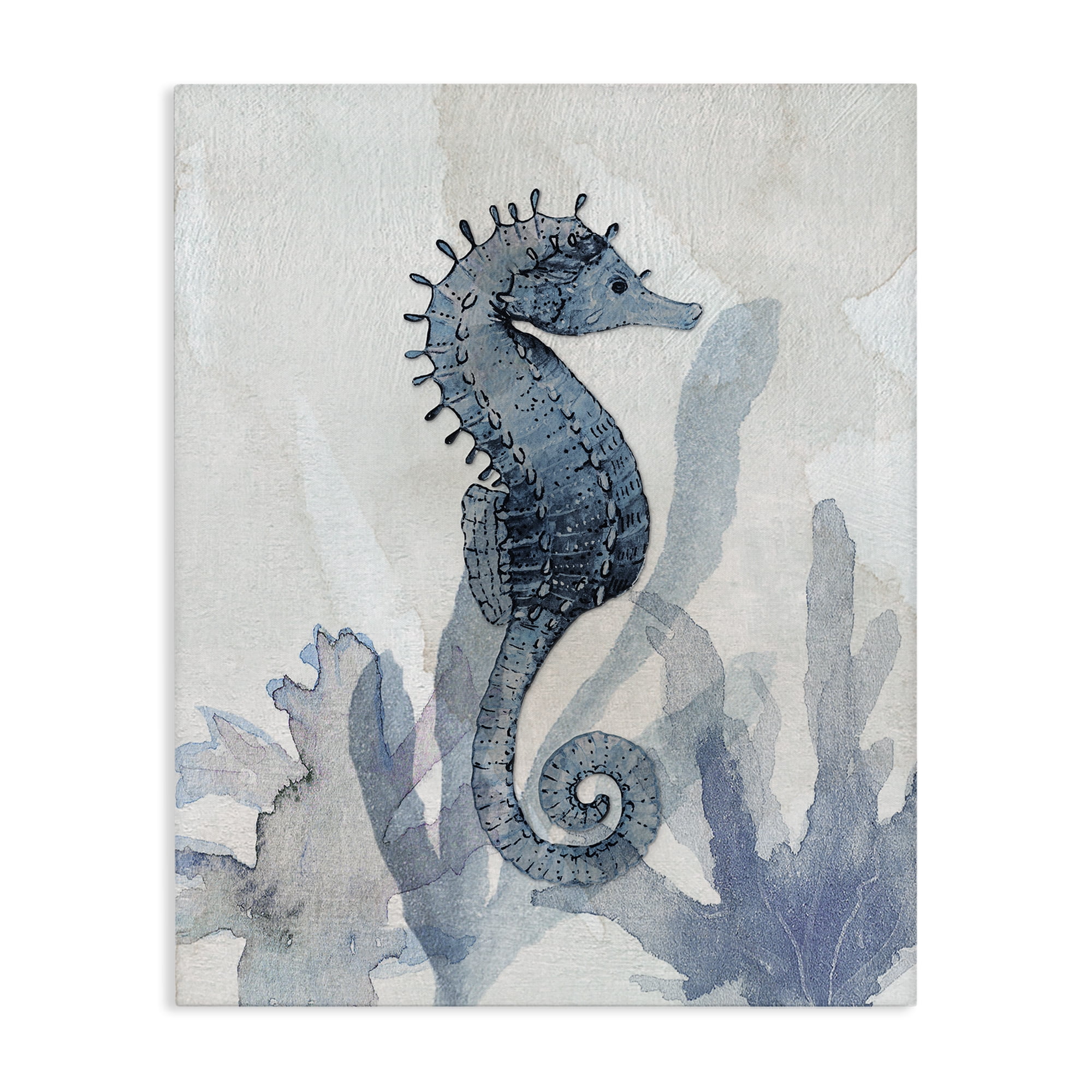 Stupell Industries Seahorse & Seaweed Impressions Canvas Wall Art, design by Susan Jill