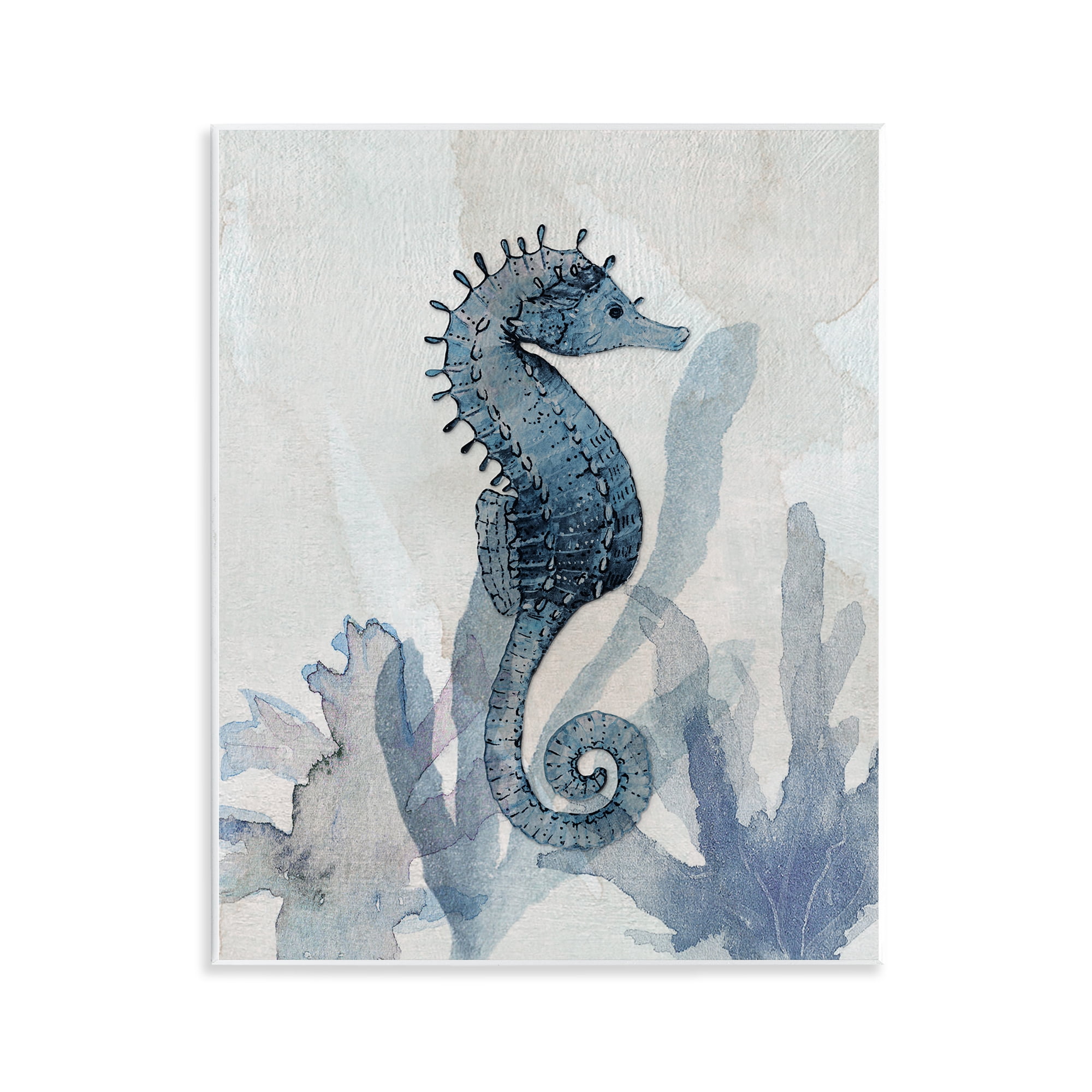 Stupell Industries Seahorse & Seaweed Impressions Wall Plaque Art, design by Susan Jill