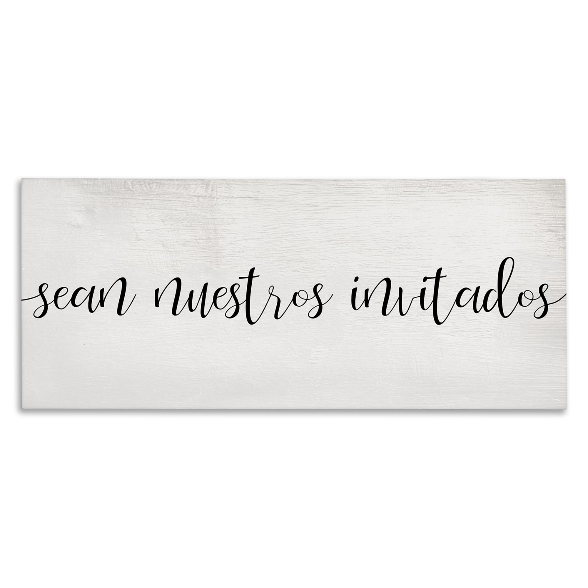 Stupell Industries Sean Nuestros Invitados Inspirational Quotes & Sayings Painting Wrapped Canvas Art Print Wall Art, 30 x 13