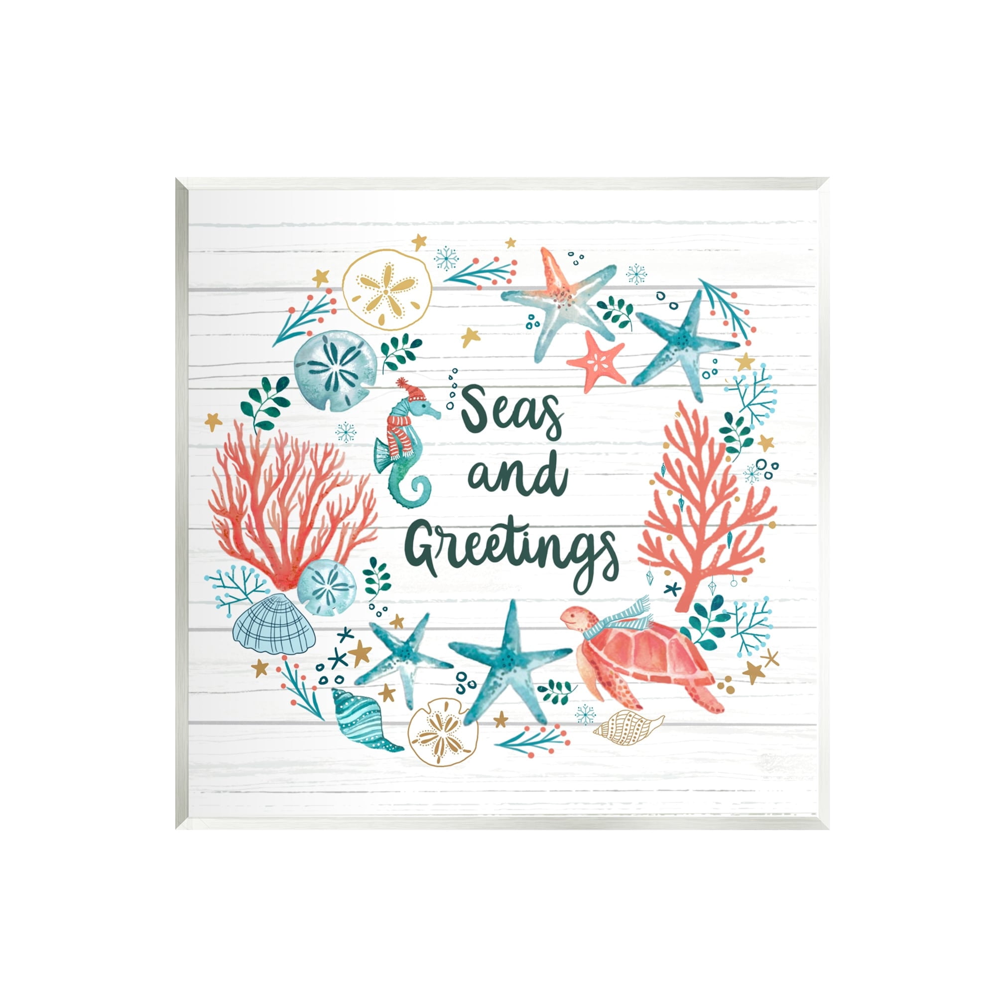 Stupell Industries Seas And Greetings Warm Nautical Holiday Wreath Graphic Art Unframed Art Print Wall Art, Design by Sharon Lee