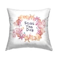 thumbnail image 1 of Stupell Industries Seas The Day Seashell Ocean Botanical Wreath Design by Amelia Noyes Throw Pillow, 1 of 6