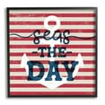 thumbnail image 1 of Stupell Industries Seas The Day a Anchor & Flag Phrase Graphic Art Black Framed Art Print Wall Art, Design by Daphne Polselli, 1 of 5