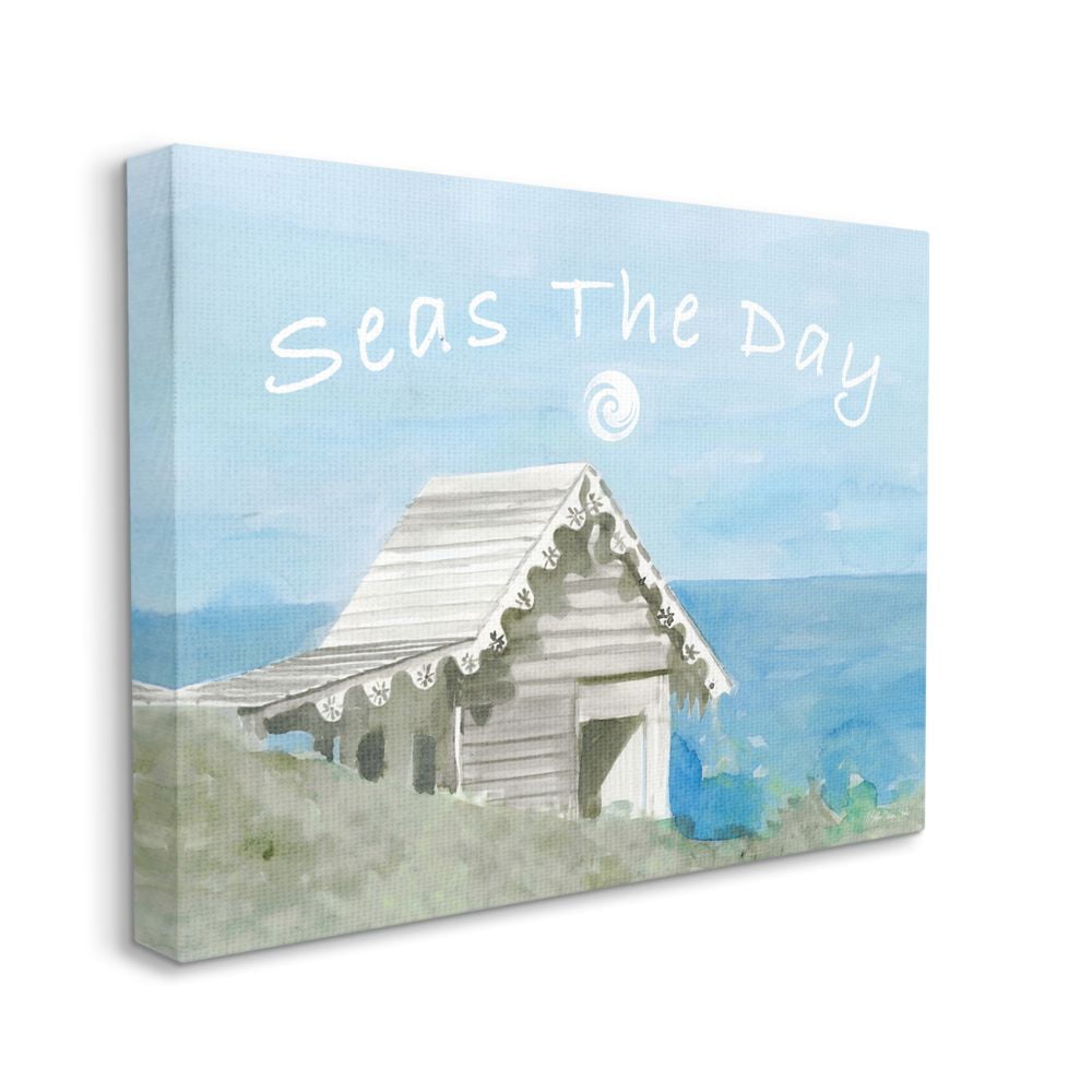 Stupell Industries Seas the Day Phrase Nautical Motivational Pun Canvas Wall Art Design by Stellar Design Studio, 36" x 48"