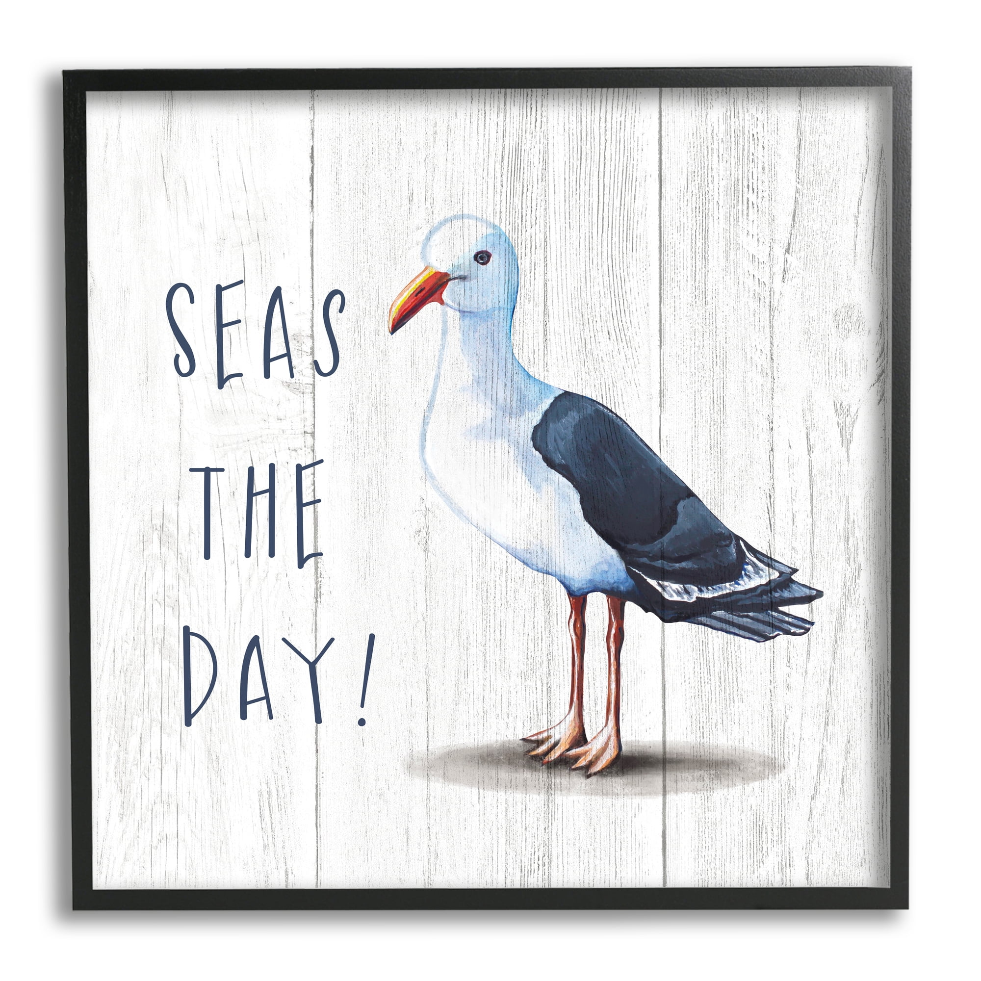 Stupell Industries Seas the Day Sentiment Rustic Nautical Seagull Bird, 12 x 12, Designed by Elizabeth Tyndall